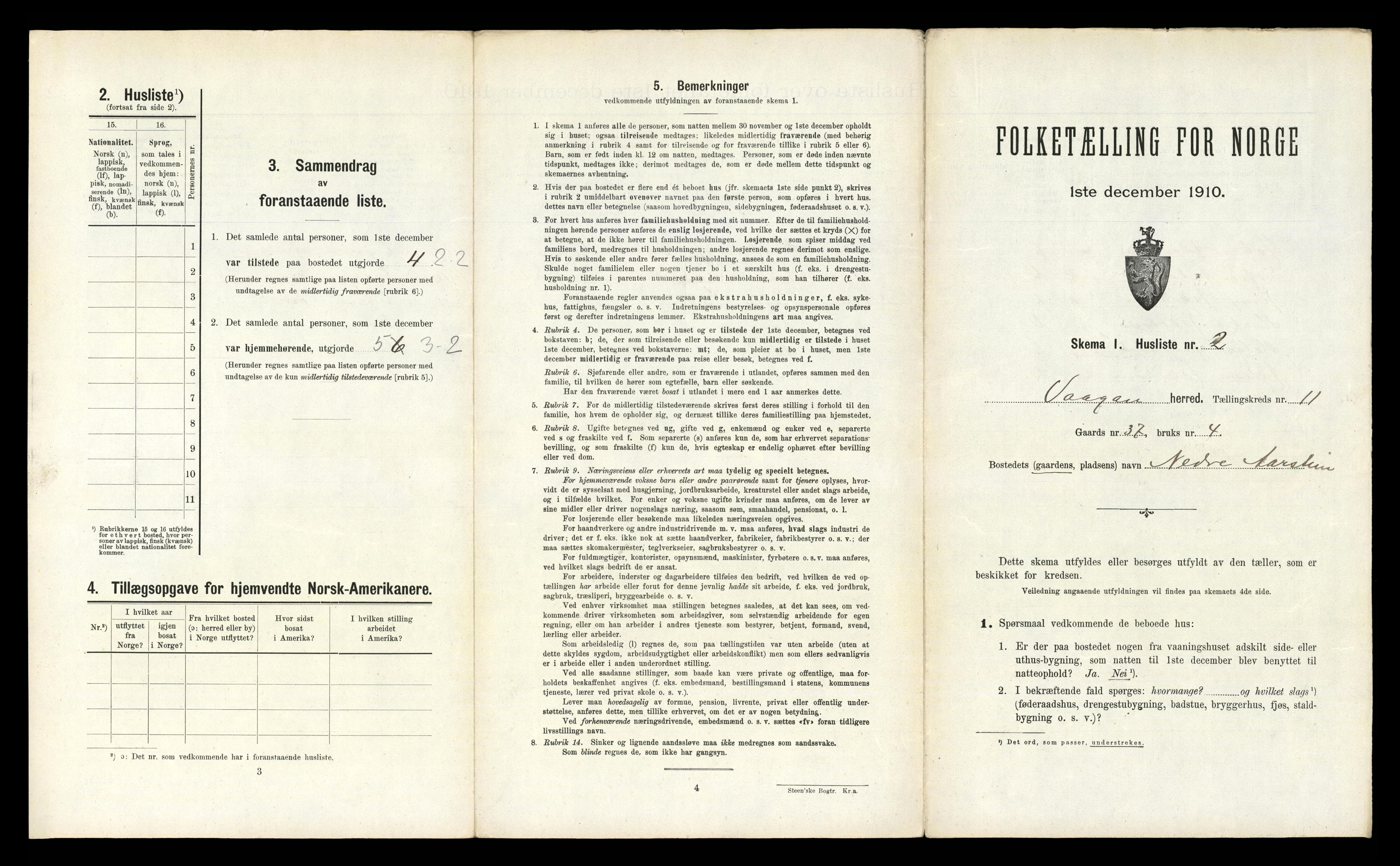 RA, 1910 census for Vågan, 1910, p. 1677