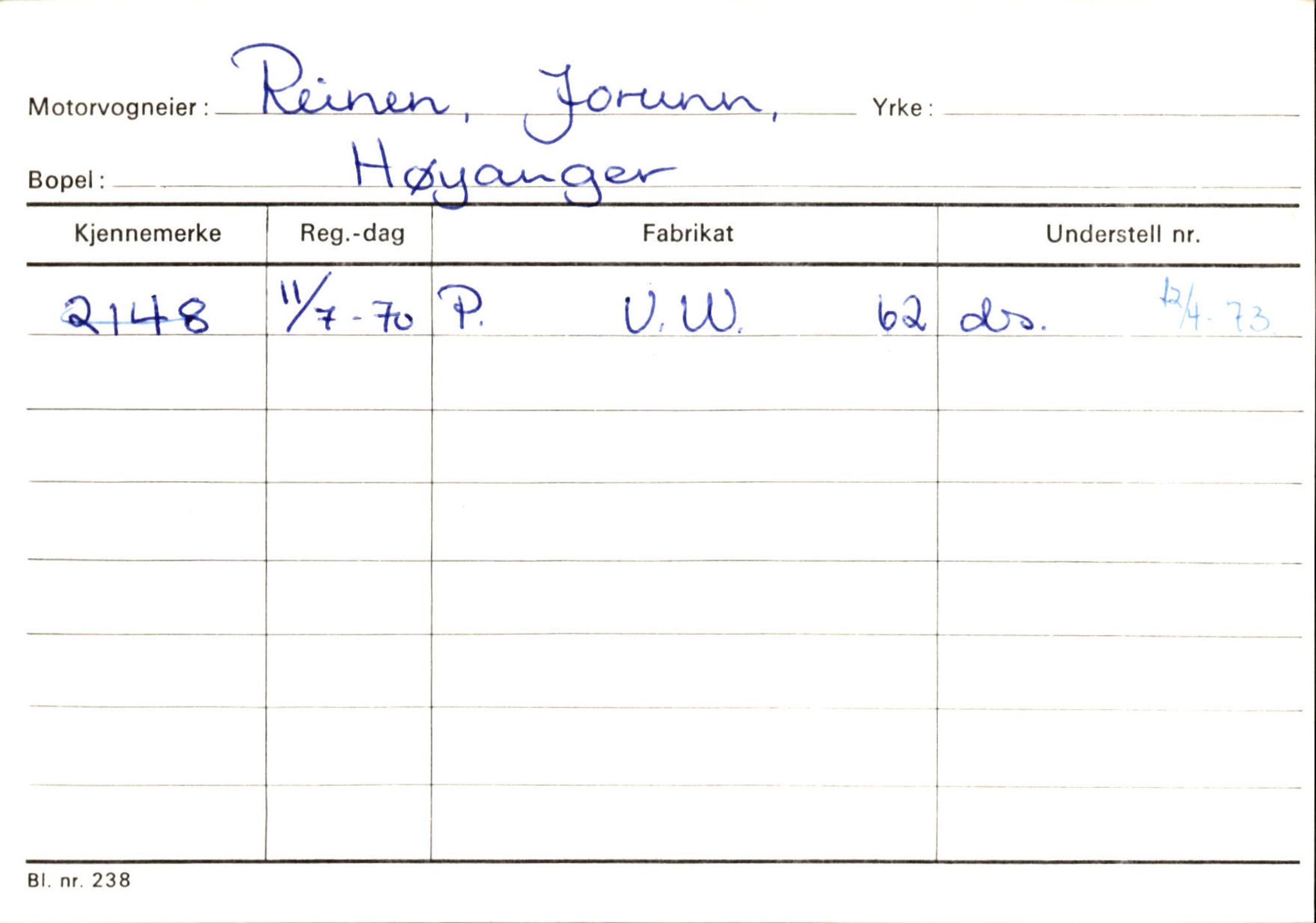 Statens vegvesen, Sogn og Fjordane vegkontor, AV/SAB-A-5301/4/F/L0131: Eigarregister Høyanger P-Å. Stryn S-Å, 1945-1975, p. 40