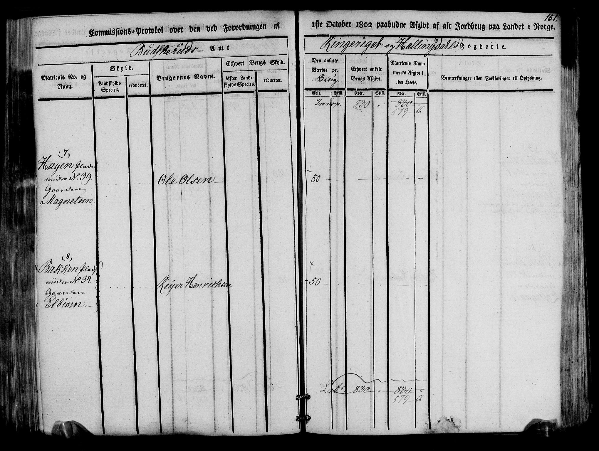 Rentekammeret inntil 1814, Realistisk ordnet avdeling, RA/EA-4070/N/Ne/Nea/L0047: Ringerike og Hallingdal fogderi. Kommisjonsprotokoll for Nes prestegjeld, 1803, p. 154