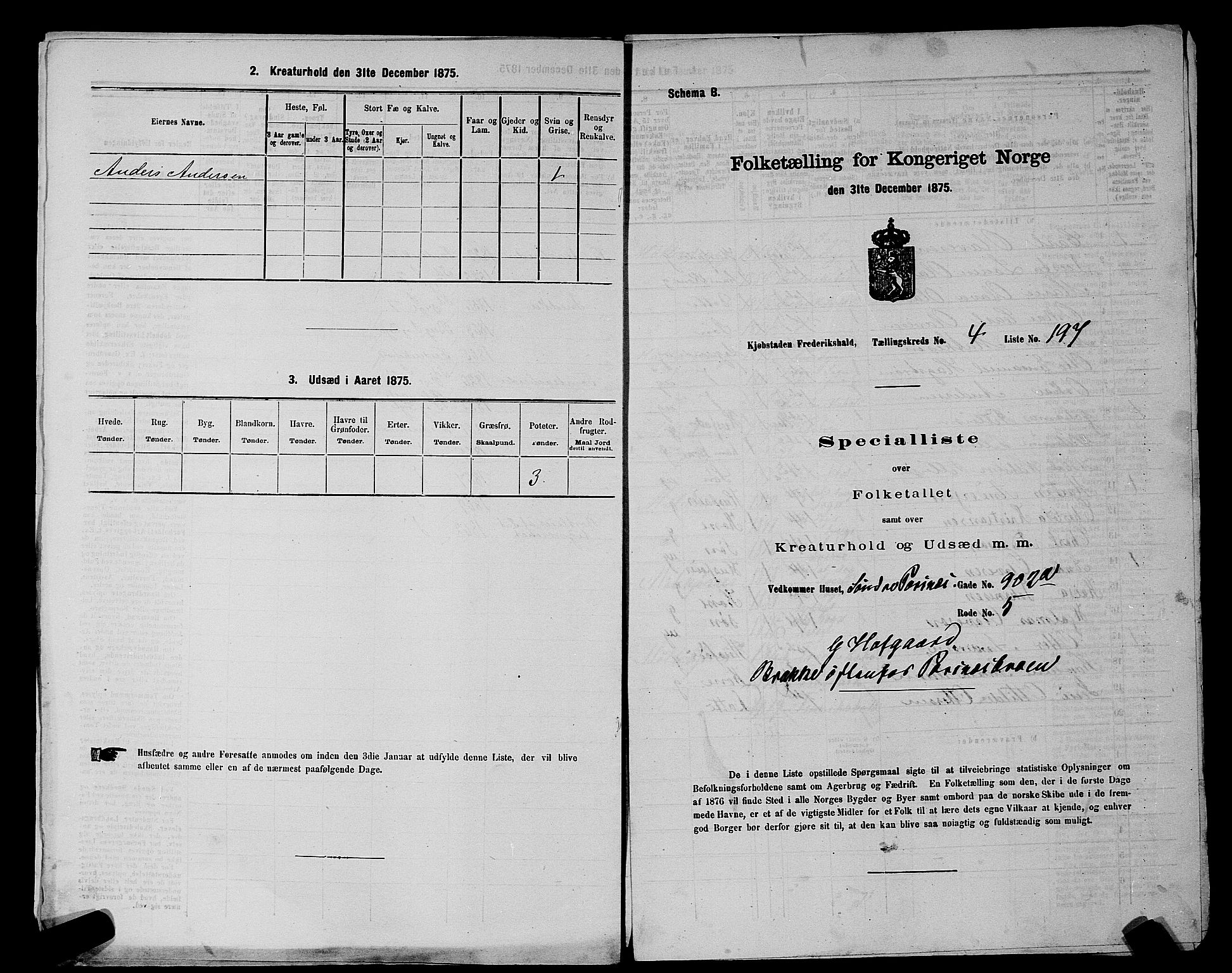 RA, 1875 census for 0101P Fredrikshald, 1875, p. 477