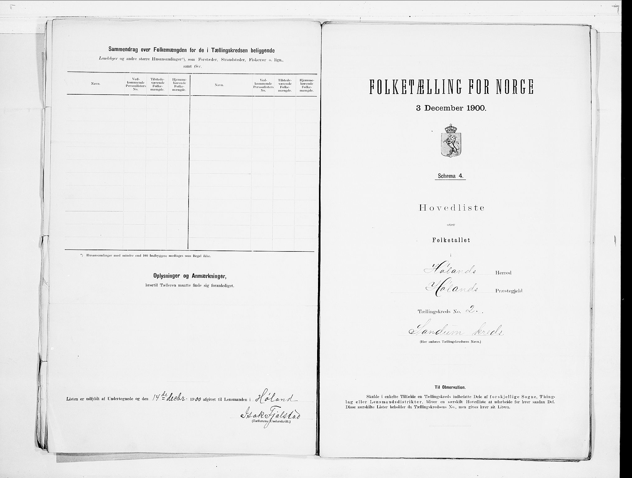 SAO, 1900 census for Høland, 1900, p. 6