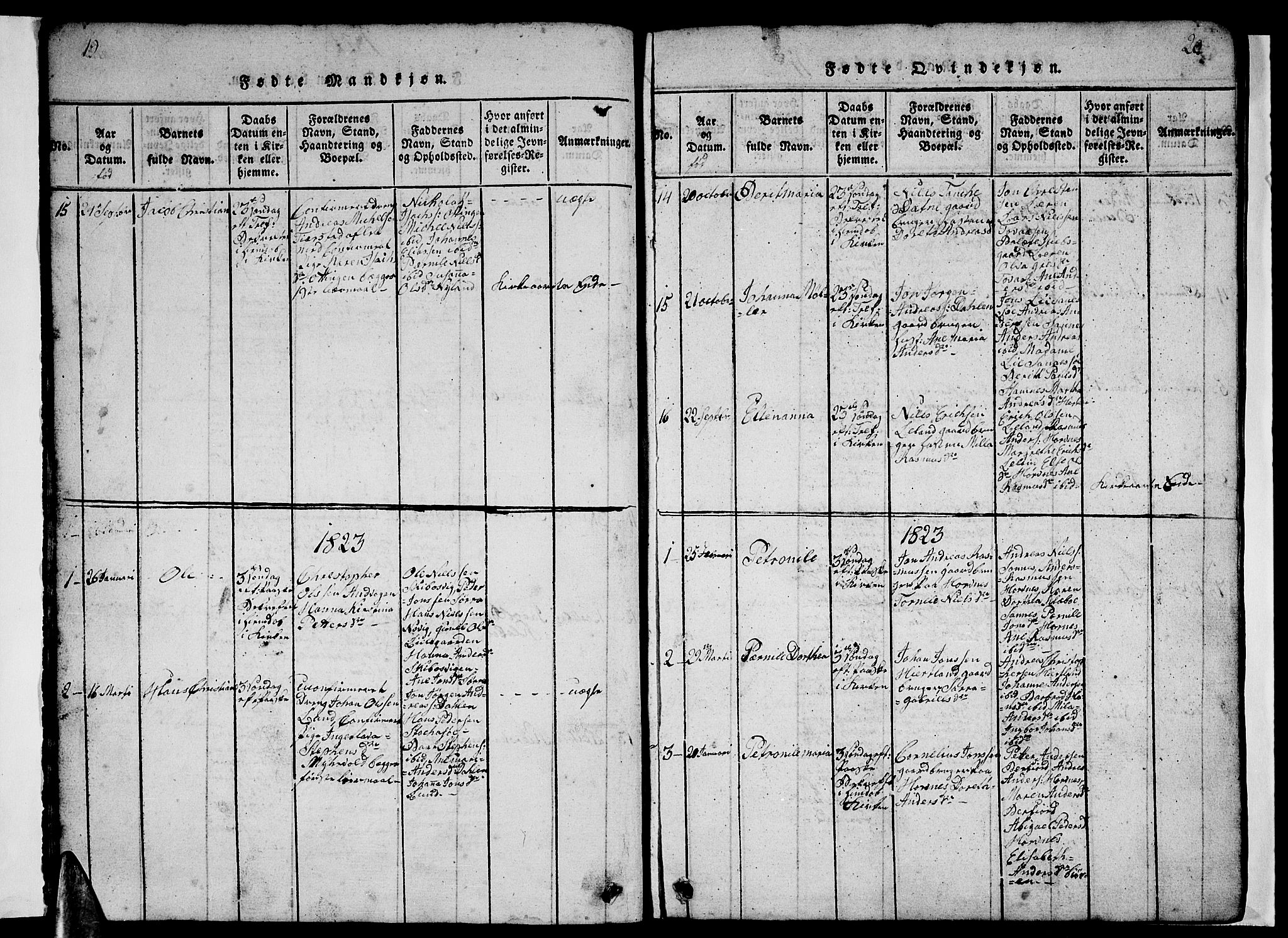 Ministerialprotokoller, klokkerbøker og fødselsregistre - Nordland, AV/SAT-A-1459/831/L0474: Parish register (copy) no. 831C01, 1820-1850, p. 19-20