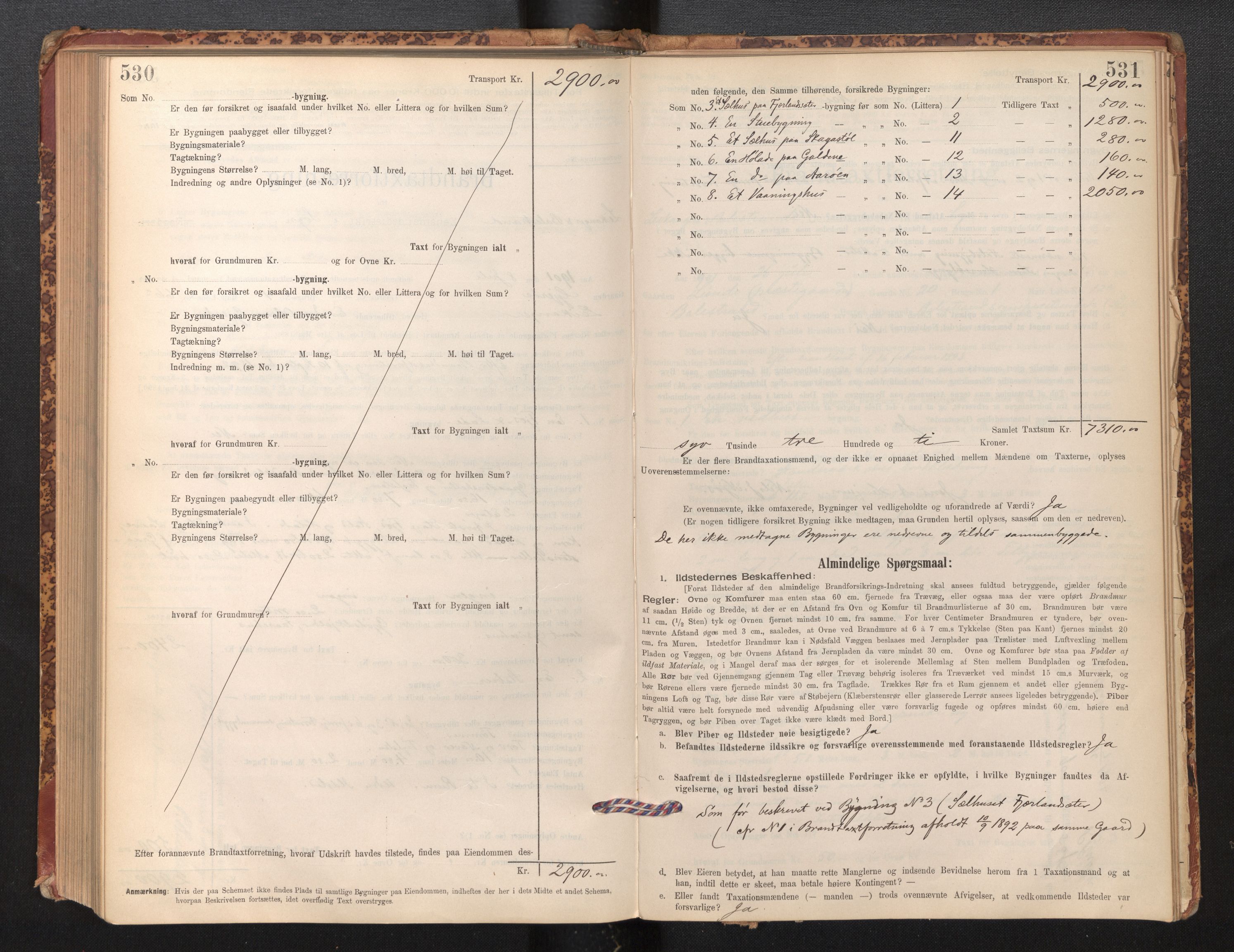 Lensmannen i Leikanger, AV/SAB-A-29201/0012/L0004: Branntakstprotokoll, skjematakst, 1894-1903, p. 530-531