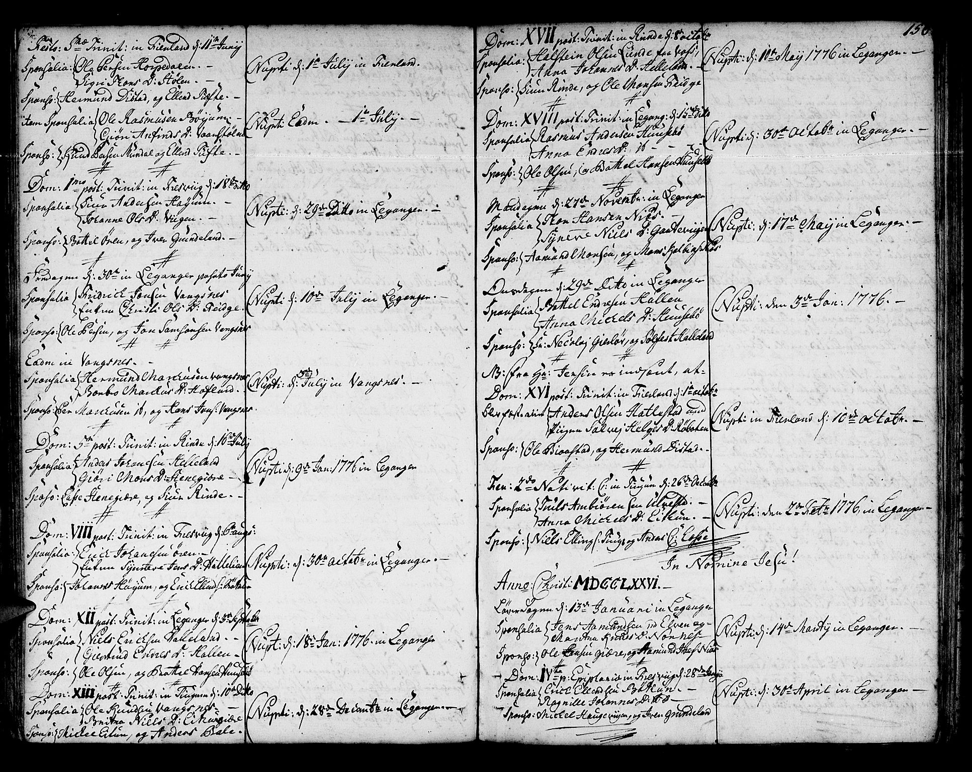 Leikanger sokneprestembete, AV/SAB-A-81001/H/Haa/Haaa/L0004: Parish register (official) no. A 4, 1770-1791, p. 156