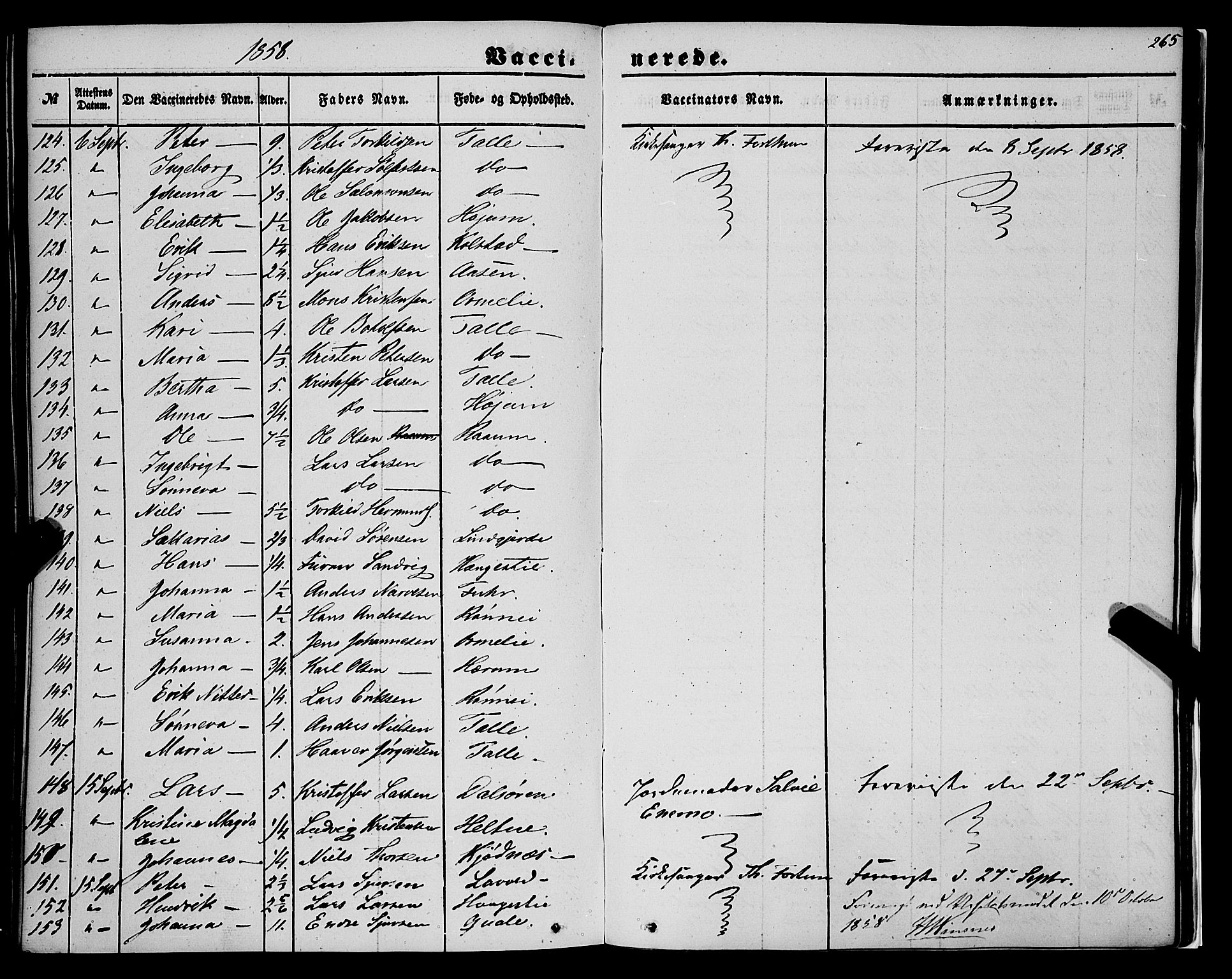 Luster sokneprestembete, AV/SAB-A-81101/H/Haa/Haaa/L0007: Parish register (official) no. A 7, 1849-1859, p. 265