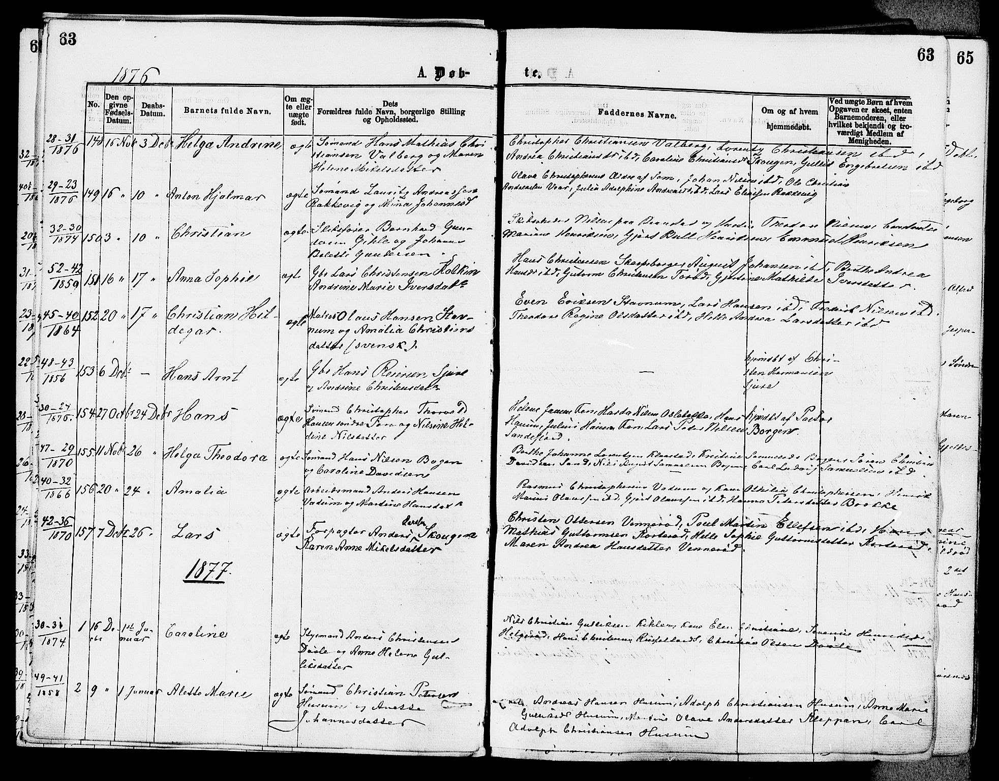 Stokke kirkebøker, AV/SAKO-A-320/F/Fa/L0009: Parish register (official) no. I 9, 1872-1883, p. 63