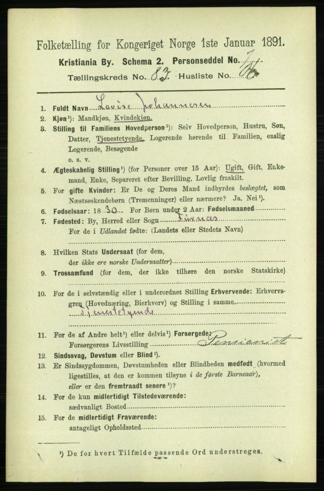 RA, 1891 census for 0301 Kristiania, 1891, p. 42433