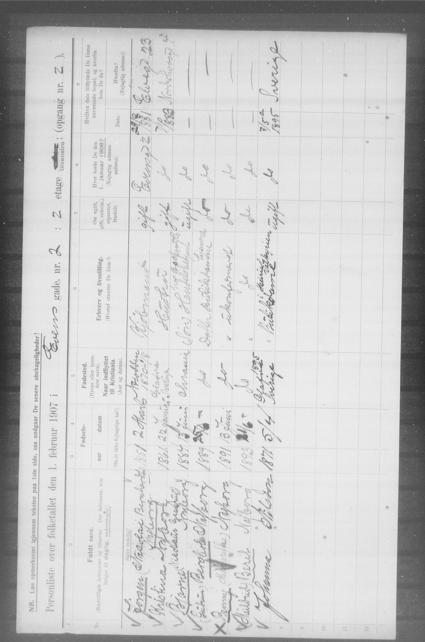 OBA, Municipal Census 1907 for Kristiania, 1907, p. 11559