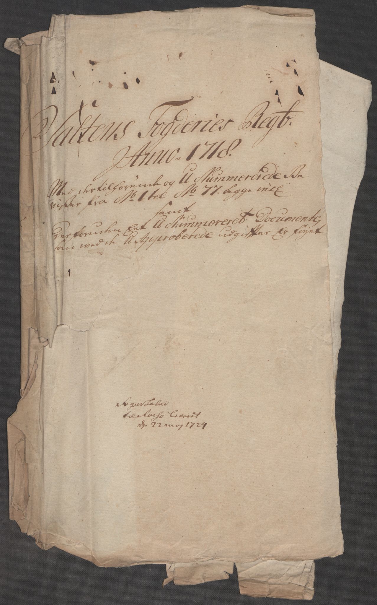 Rentekammeret inntil 1814, Reviderte regnskaper, Fogderegnskap, AV/RA-EA-4092/R66/L4588: Fogderegnskap Salten, 1718, p. 5