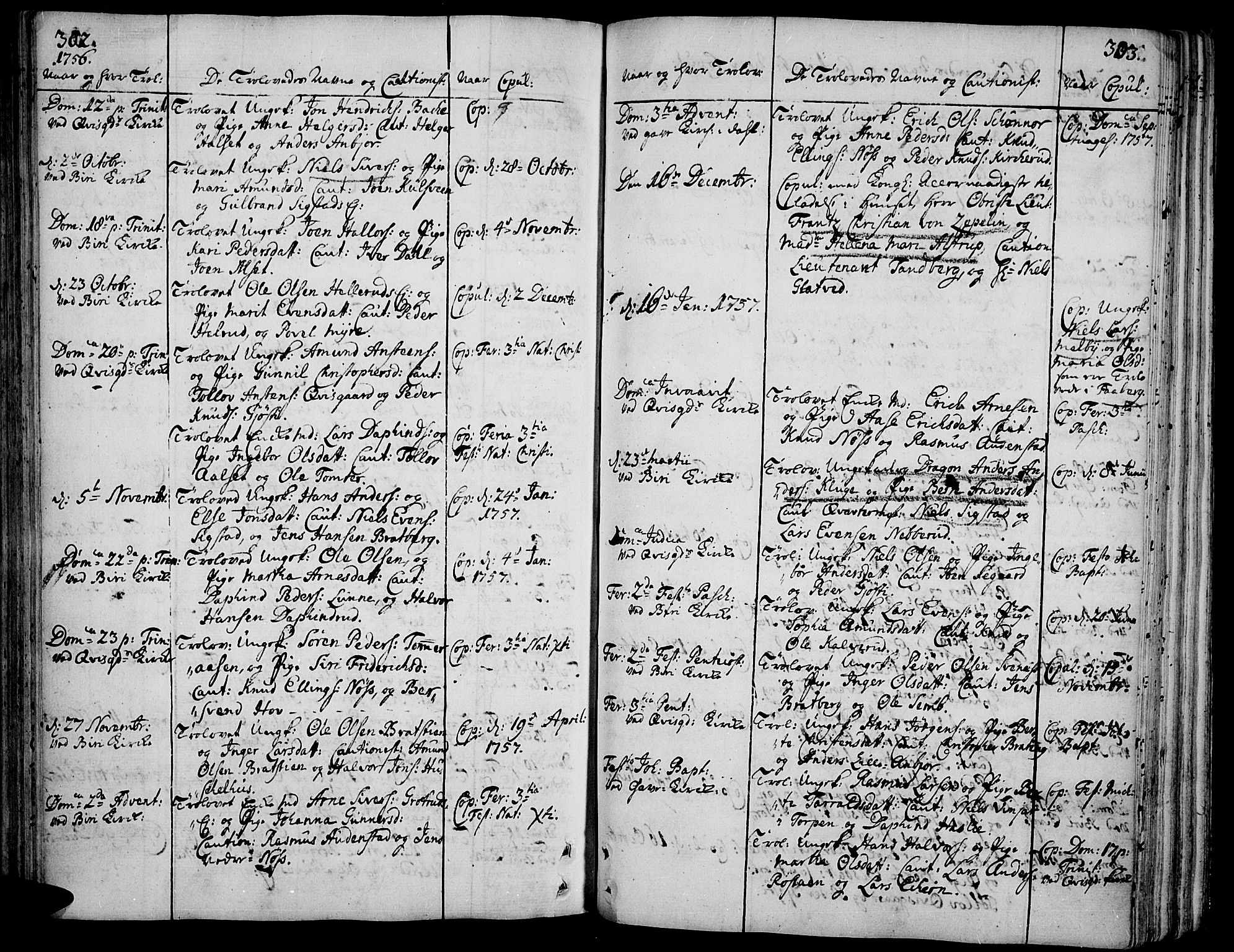 Biri prestekontor, AV/SAH-PREST-096/H/Ha/Haa/L0002: Parish register (official) no. 2, 1754-1789, p. 302-303