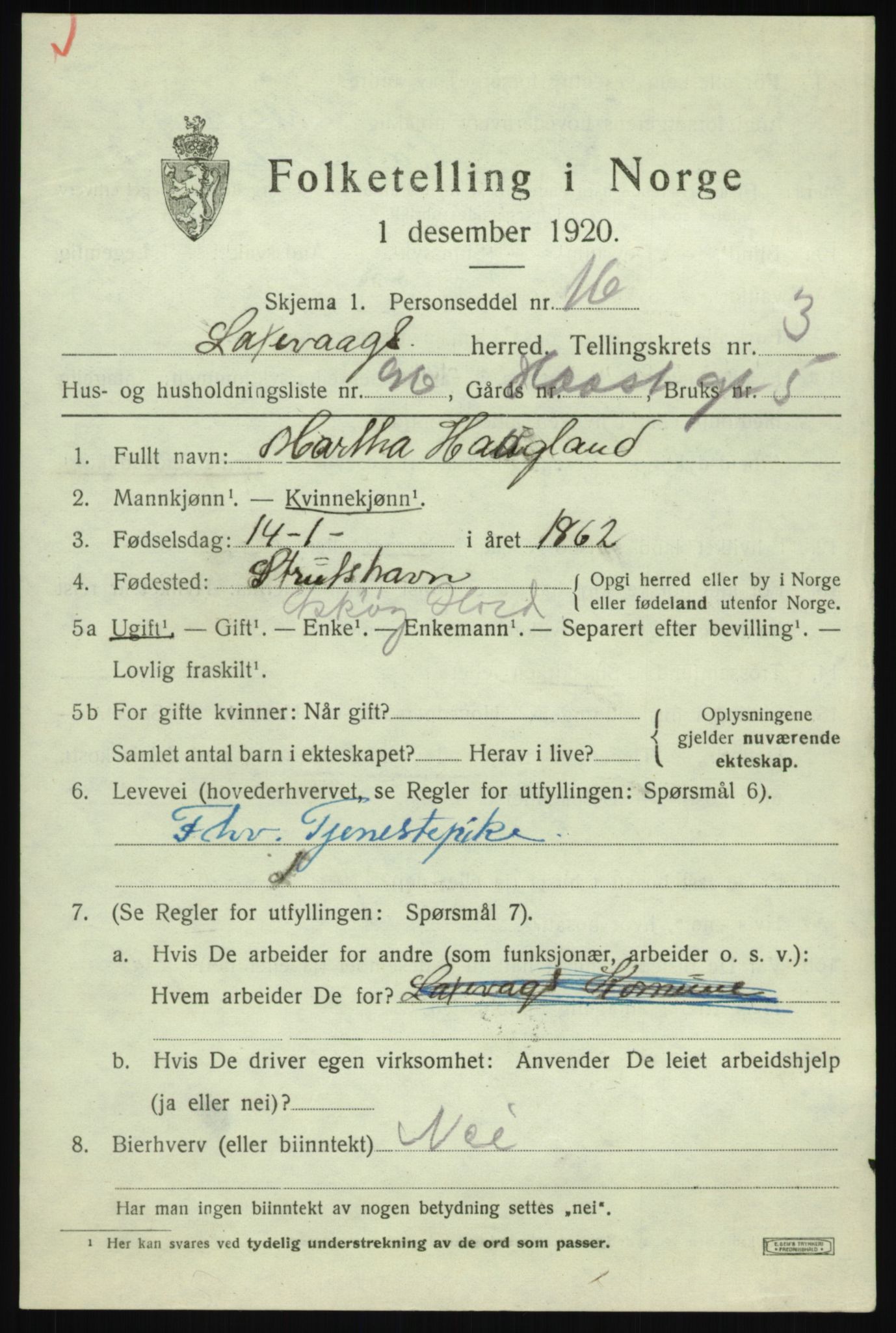 SAB, 1920 census for Laksevåg, 1920, p. 11024