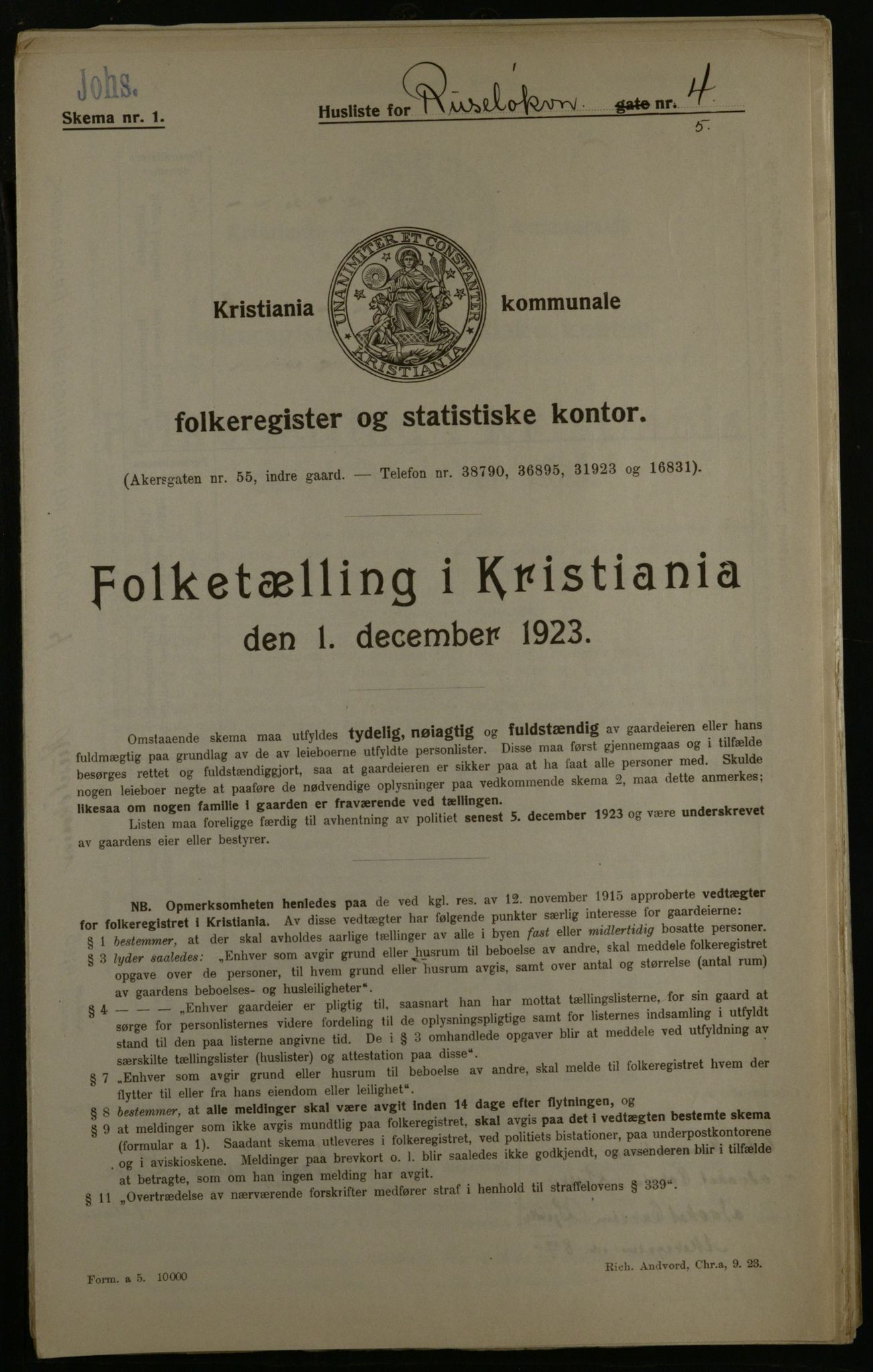 OBA, Municipal Census 1923 for Kristiania, 1923, p. 93492