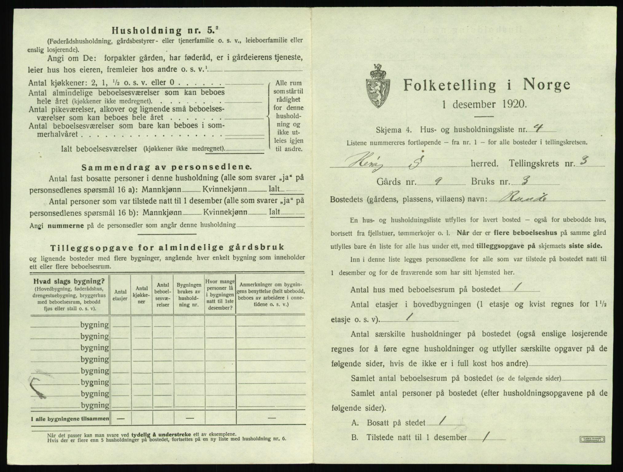 SAT, 1920 census for Herøy (MR), 1920, p. 187