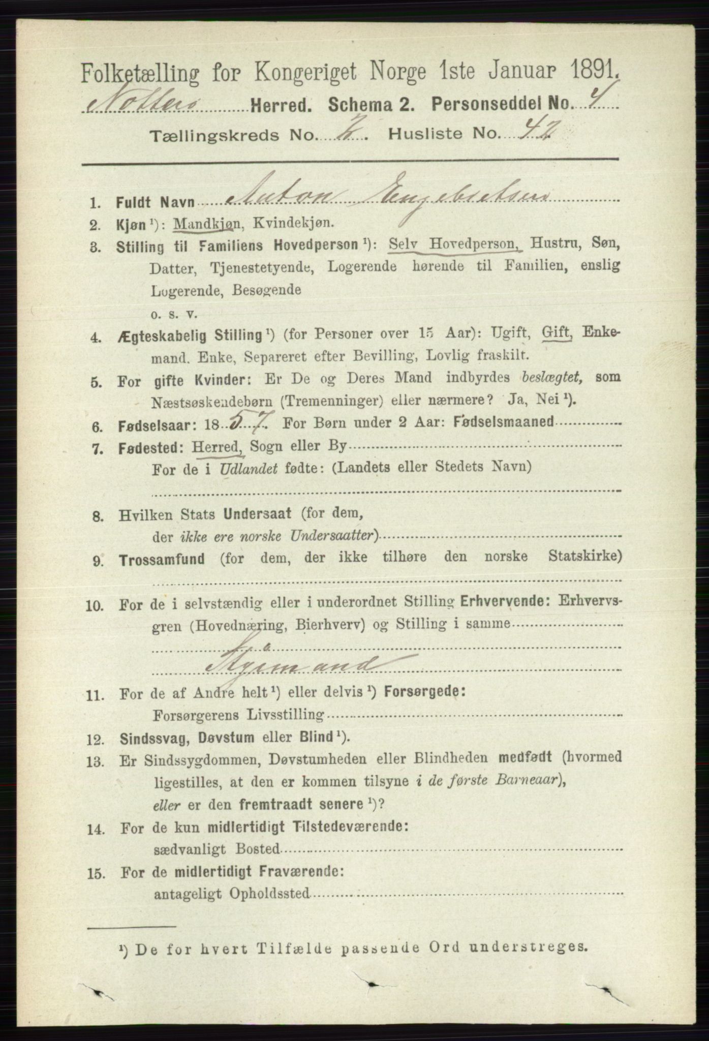 RA, 1891 census for 0722 Nøtterøy, 1891, p. 1120