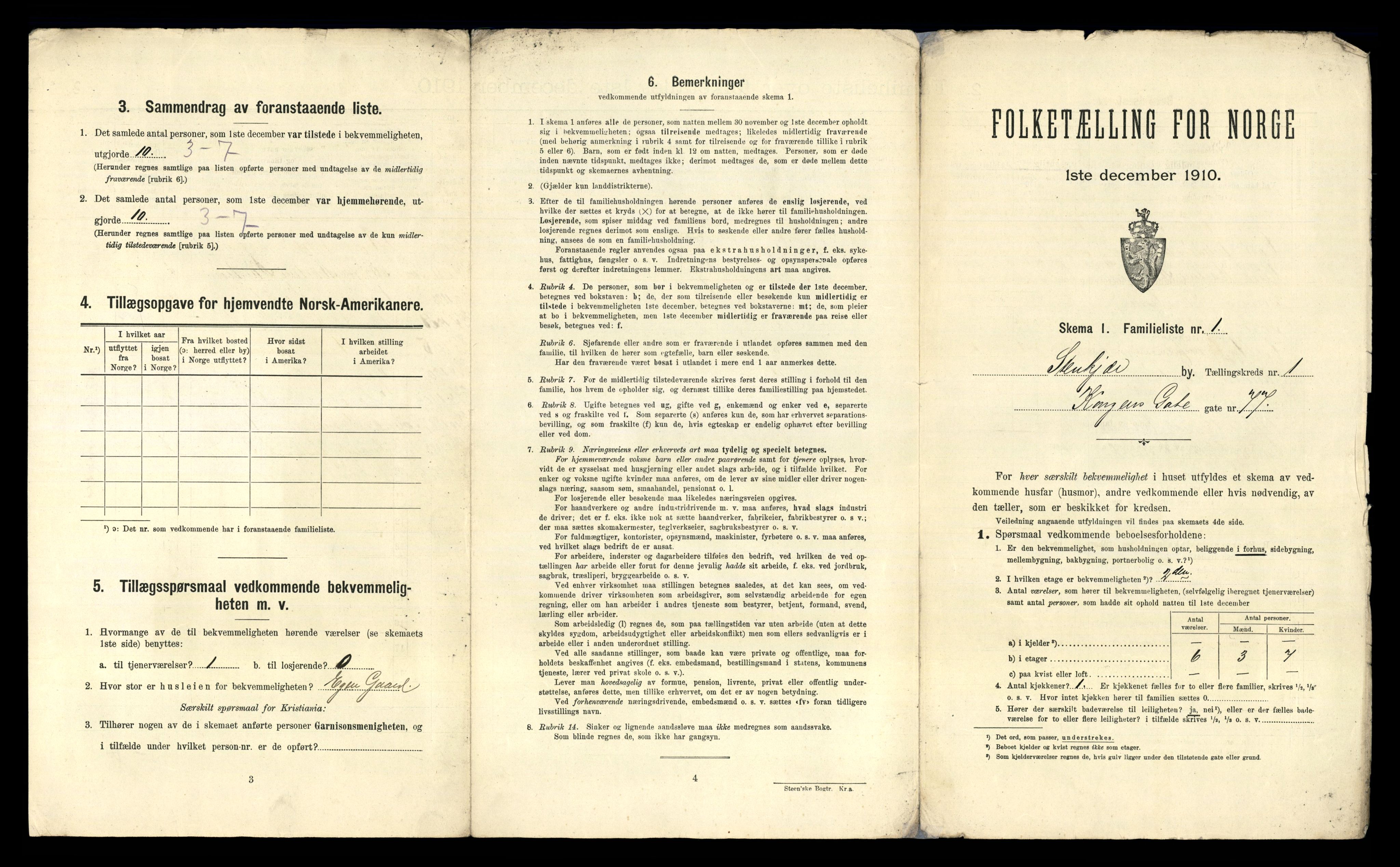 RA, 1910 census for Steinkjer, 1910, p. 284