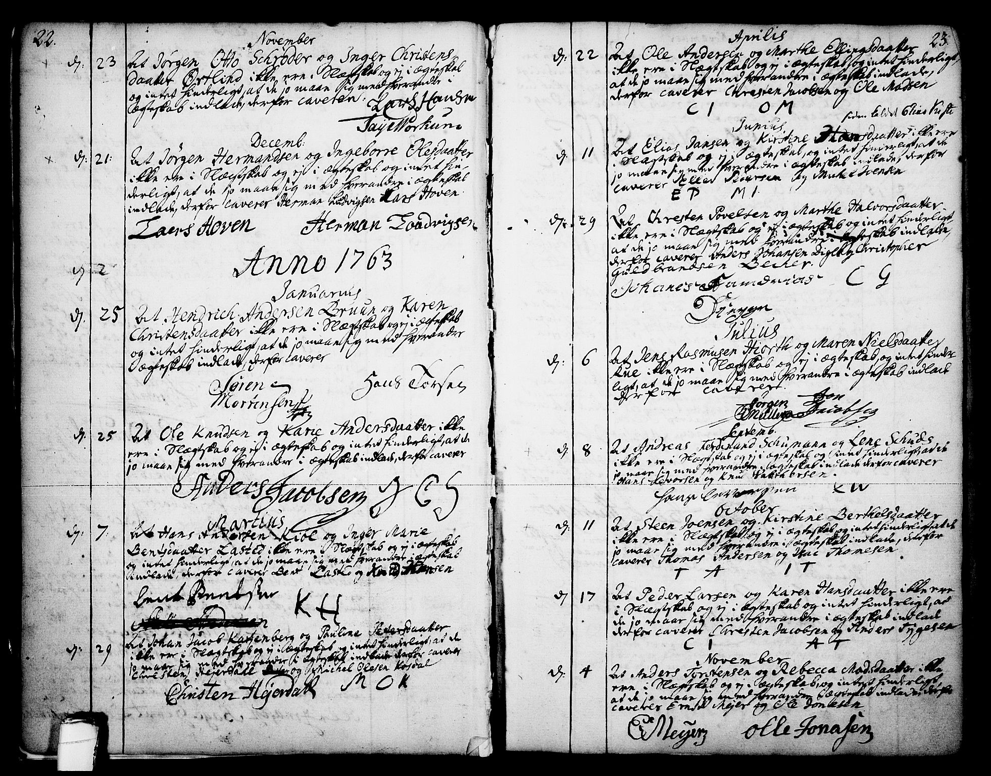 Skien kirkebøker, SAKO/A-302/F/Fa/L0003: Parish register (official) no. 3, 1755-1791, p. 22-23