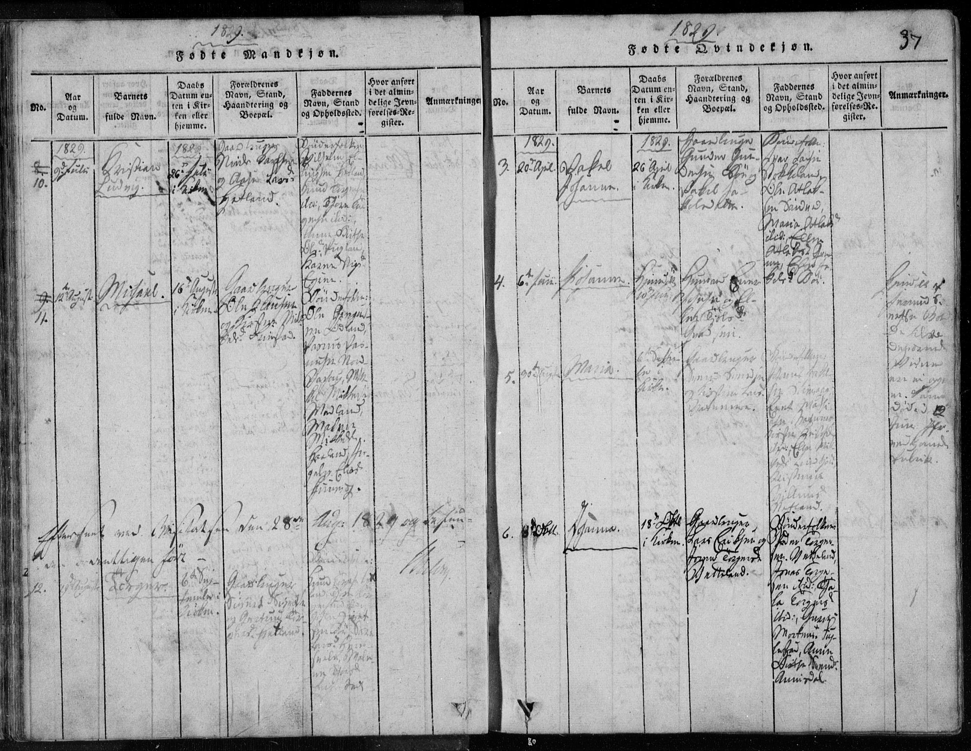 Eigersund sokneprestkontor, AV/SAST-A-101807/S08/L0008: Parish register (official) no. A 8, 1816-1847, p. 37