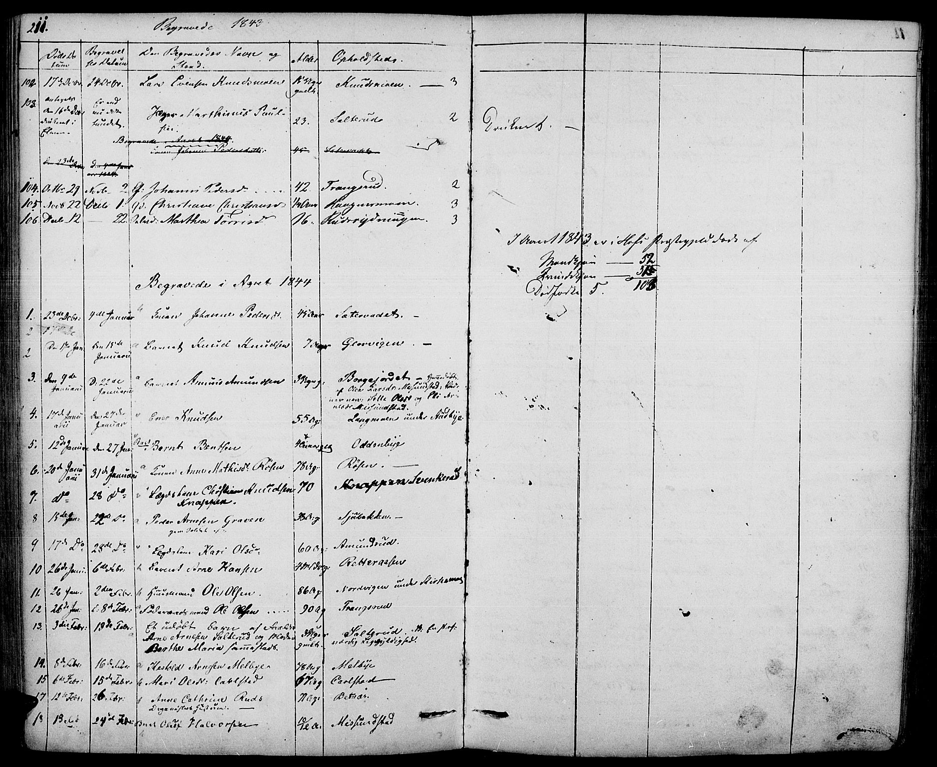 Hof prestekontor, AV/SAH-PREST-038/H/Ha/Haa/L0007: Parish register (official) no. 7, 1841-1848, p. 211