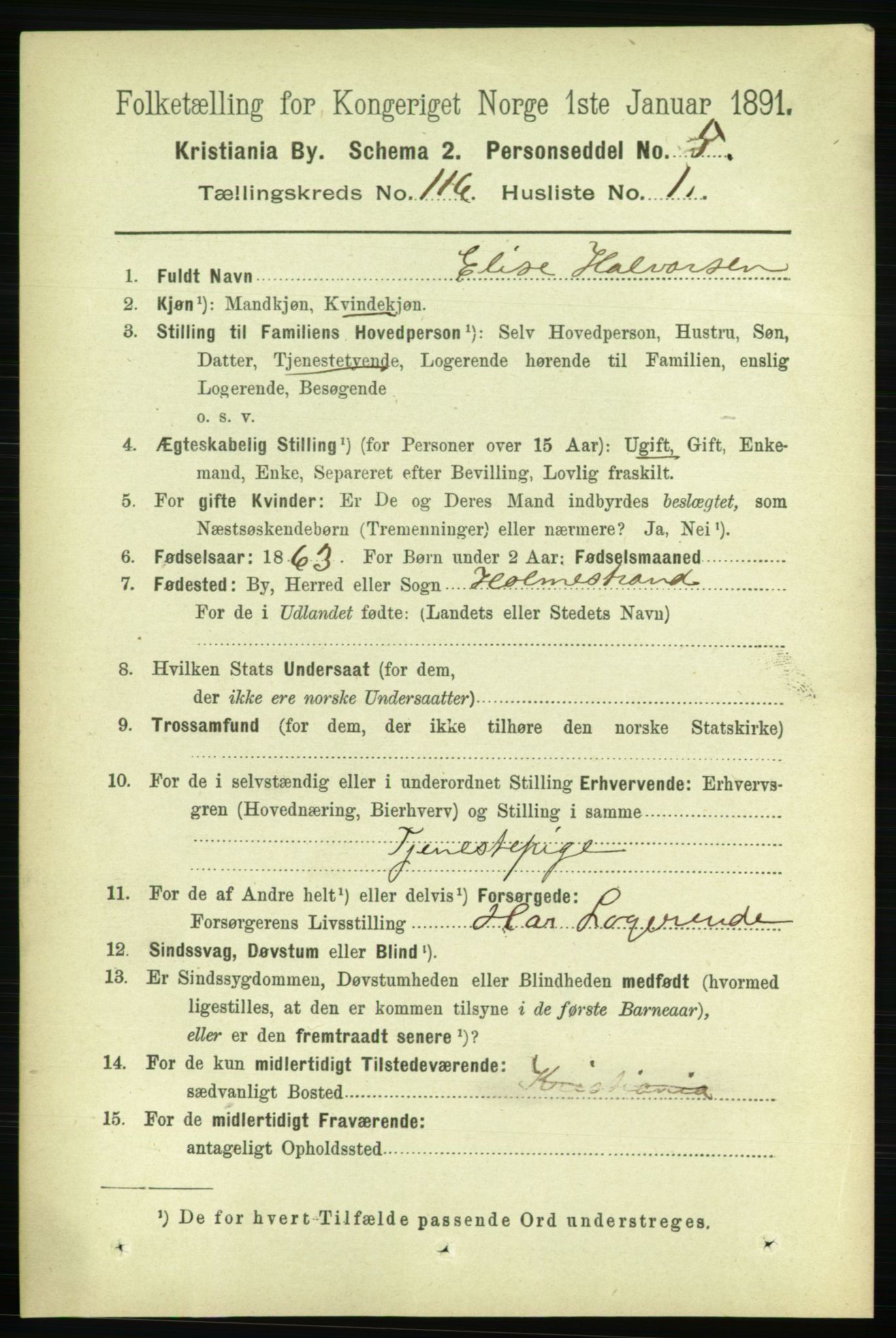 RA, 1891 census for 0301 Kristiania, 1891, p. 62658