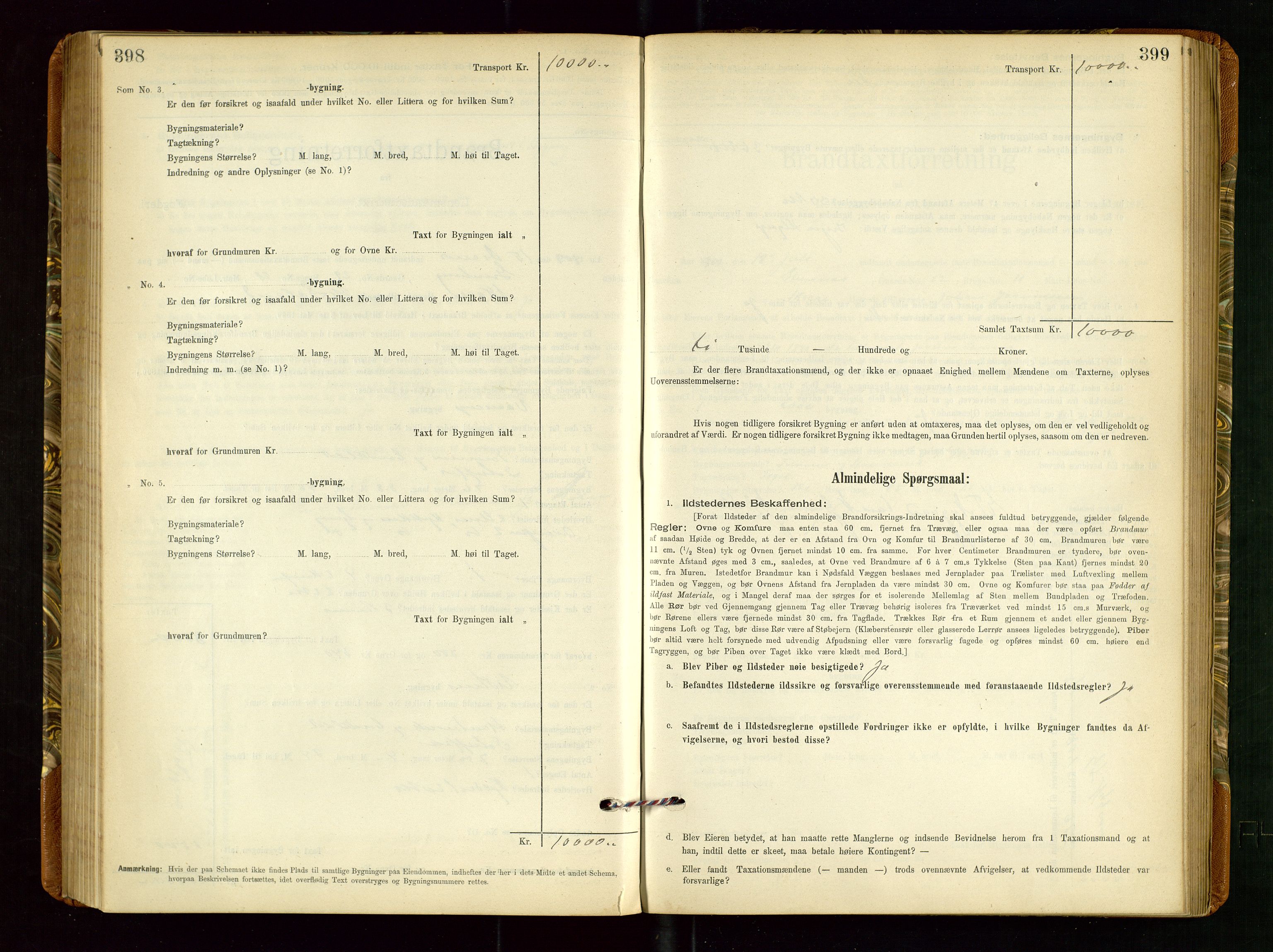 Torvestad lensmannskontor, SAST/A-100307/1/Gob/L0002: "Brandtakstprotokol for Lensmanden i Torvestad", 1900-1905, p. 398-399