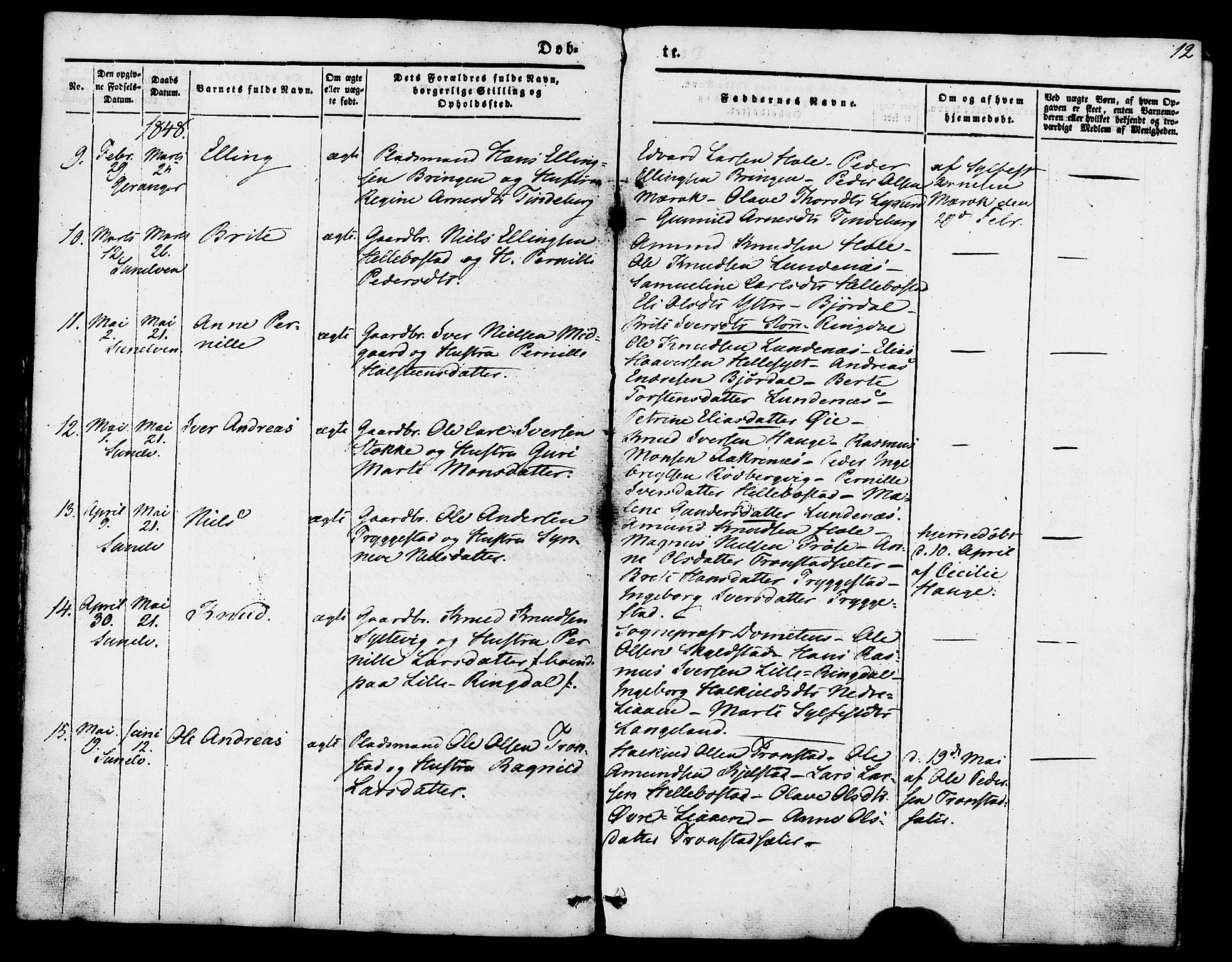 Ministerialprotokoller, klokkerbøker og fødselsregistre - Møre og Romsdal, AV/SAT-A-1454/517/L0222: Parish register (official) no. 517A02, 1846-1862, p. 12