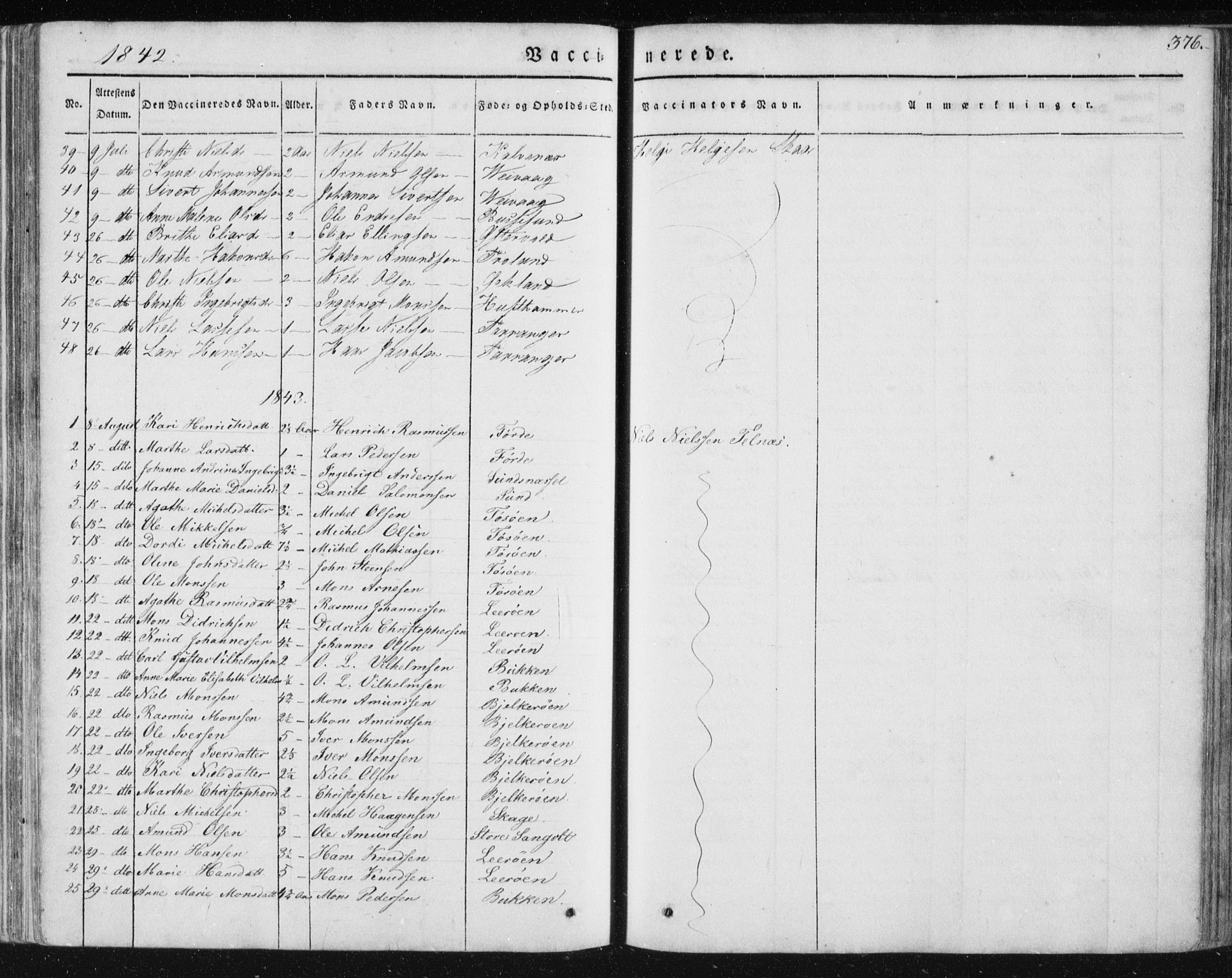 Sund sokneprestembete, SAB/A-99930: Parish register (official) no. A 13, 1835-1849, p. 376