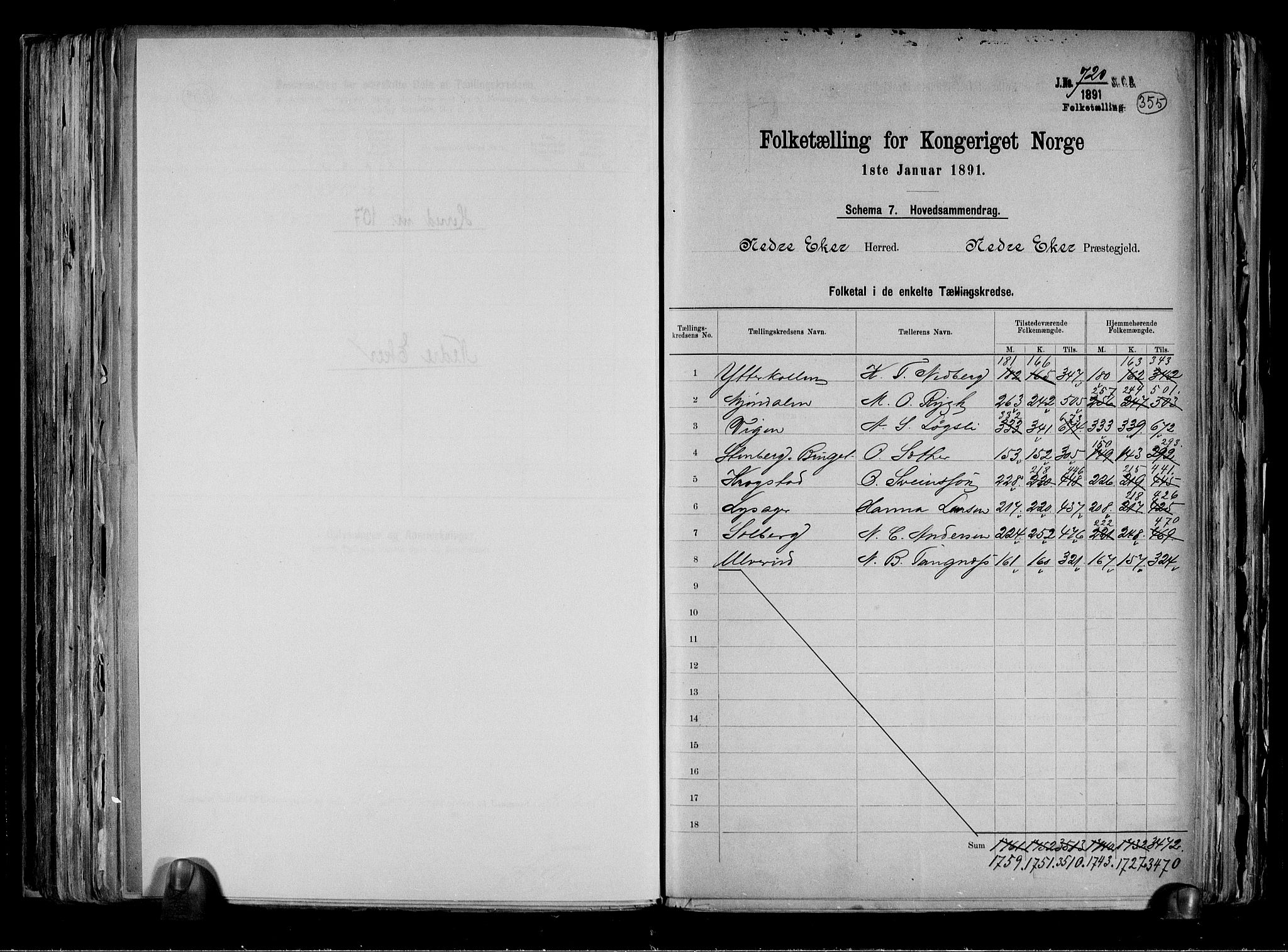 RA, 1891 census for 0625 Nedre Eiker, 1891, p. 2