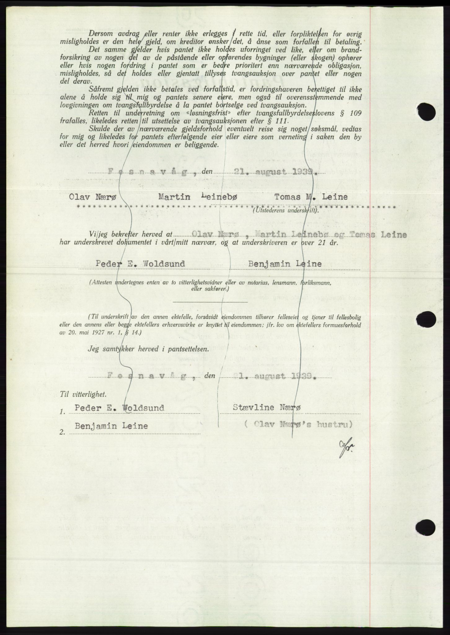 Søre Sunnmøre sorenskriveri, AV/SAT-A-4122/1/2/2C/L0068: Mortgage book no. 62, 1939-1939, Diary no: : 1334/1939