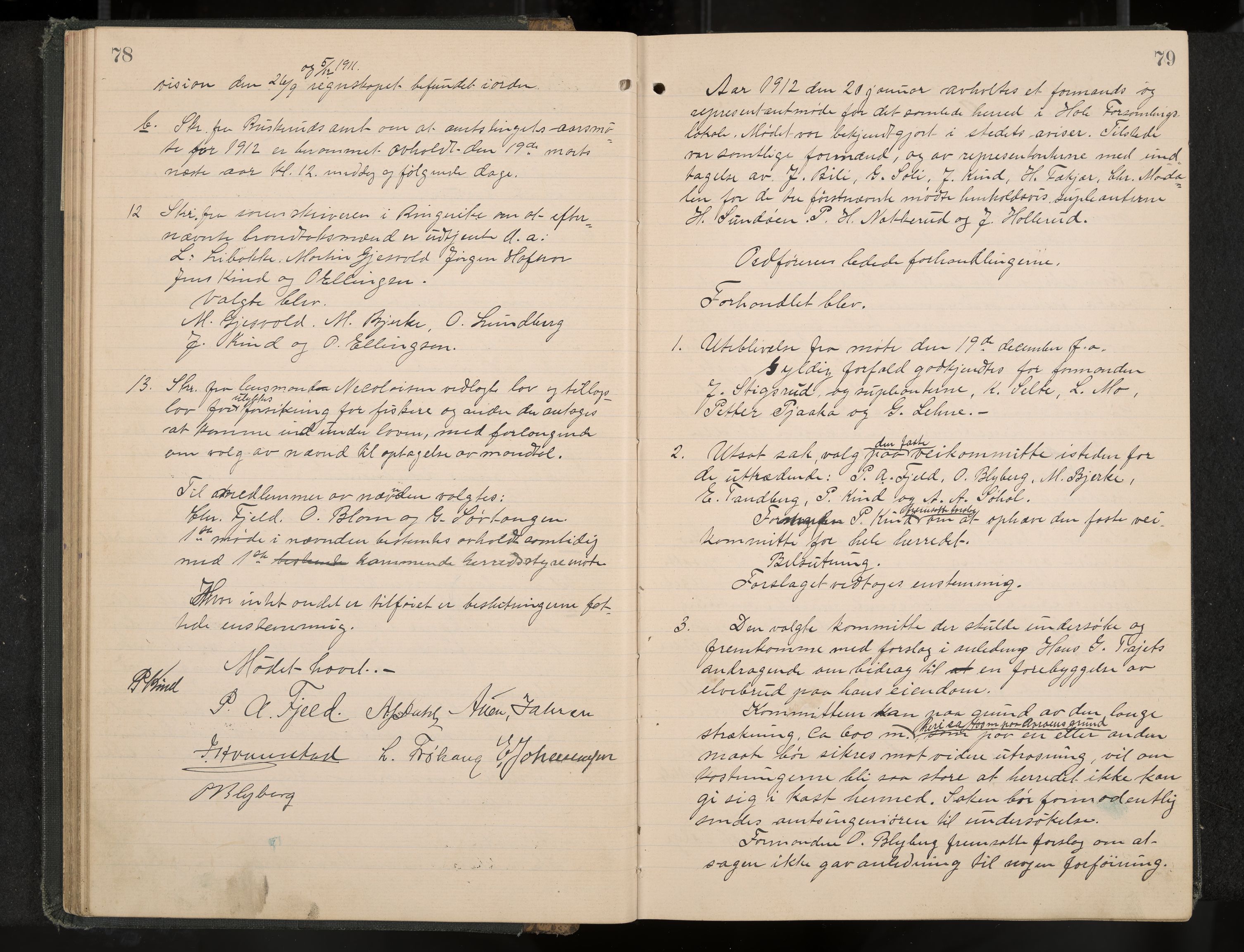 Hole formannskap og sentraladministrasjon, IKAK/0612021-1/A/Aa/L0005: Møtebok, 1911-1916, p. 78-79