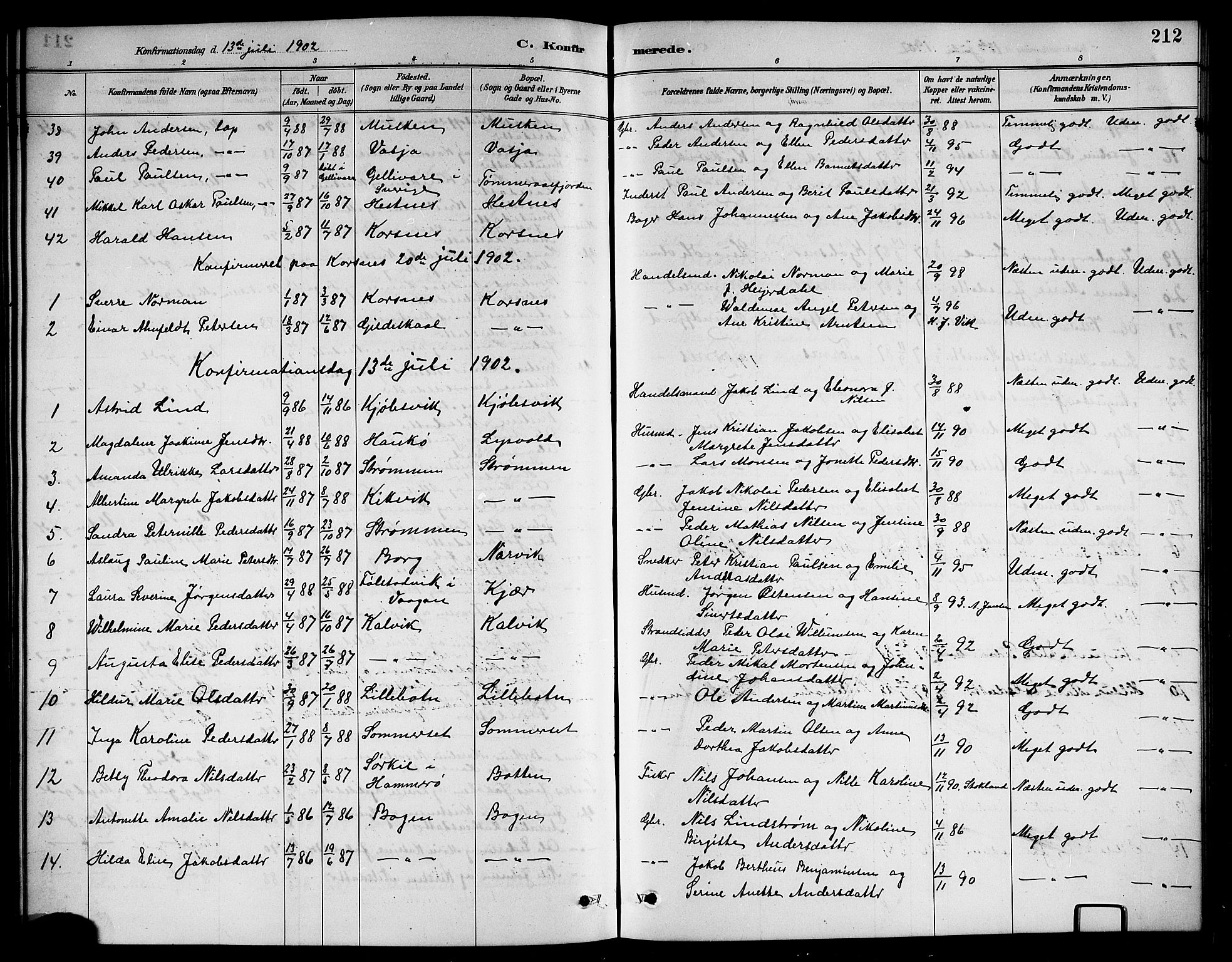 Ministerialprotokoller, klokkerbøker og fødselsregistre - Nordland, AV/SAT-A-1459/861/L0876: Parish register (copy) no. 861C02, 1887-1903, p. 212
