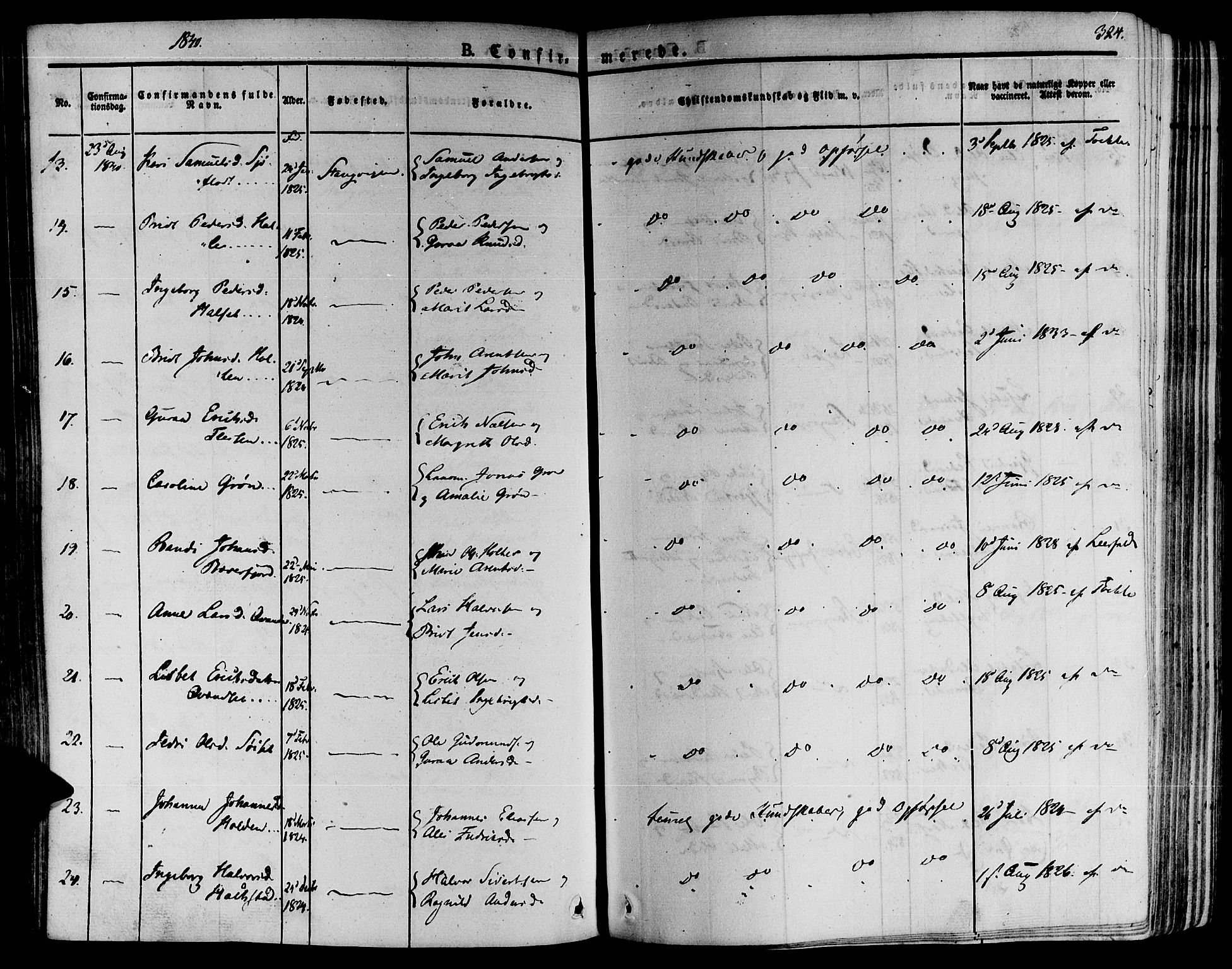 Ministerialprotokoller, klokkerbøker og fødselsregistre - Møre og Romsdal, SAT/A-1454/592/L1024: Parish register (official) no. 592A03 /1, 1831-1849, p. 324