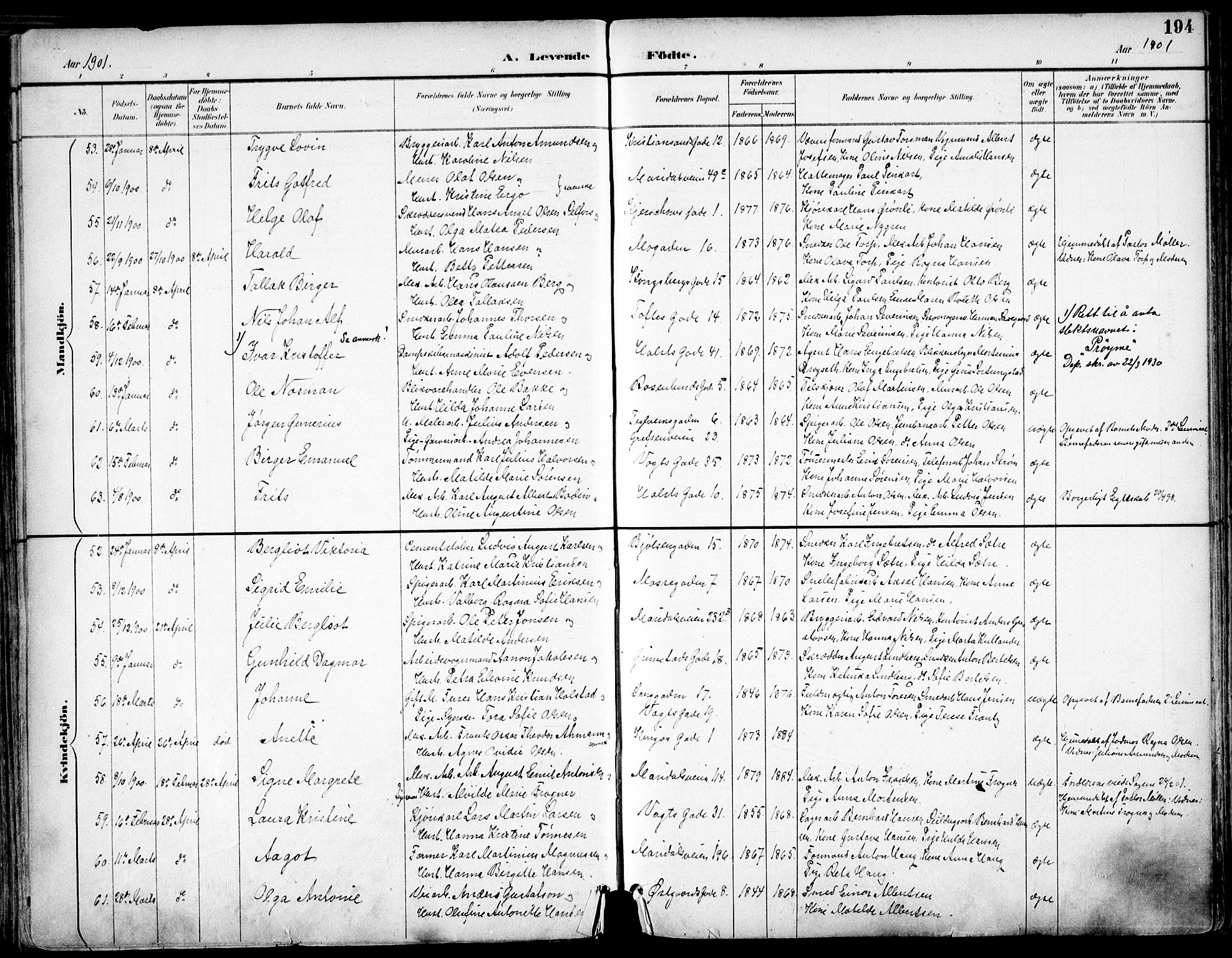 Sagene prestekontor Kirkebøker, SAO/A-10796/F/L0004: Parish register (official) no. 4, 1894-1904, p. 194