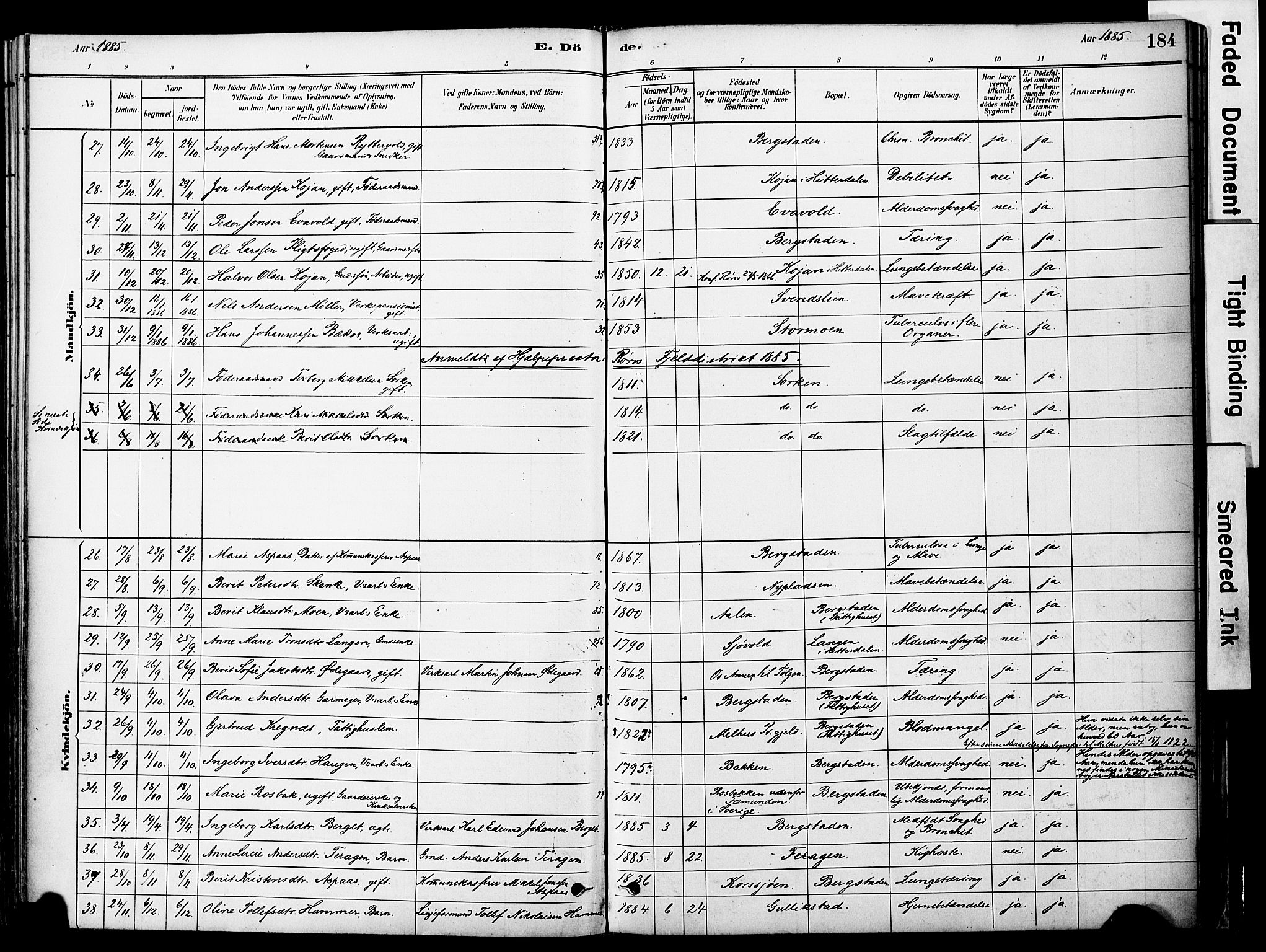 Ministerialprotokoller, klokkerbøker og fødselsregistre - Sør-Trøndelag, AV/SAT-A-1456/681/L0933: Parish register (official) no. 681A11, 1879-1890, p. 184