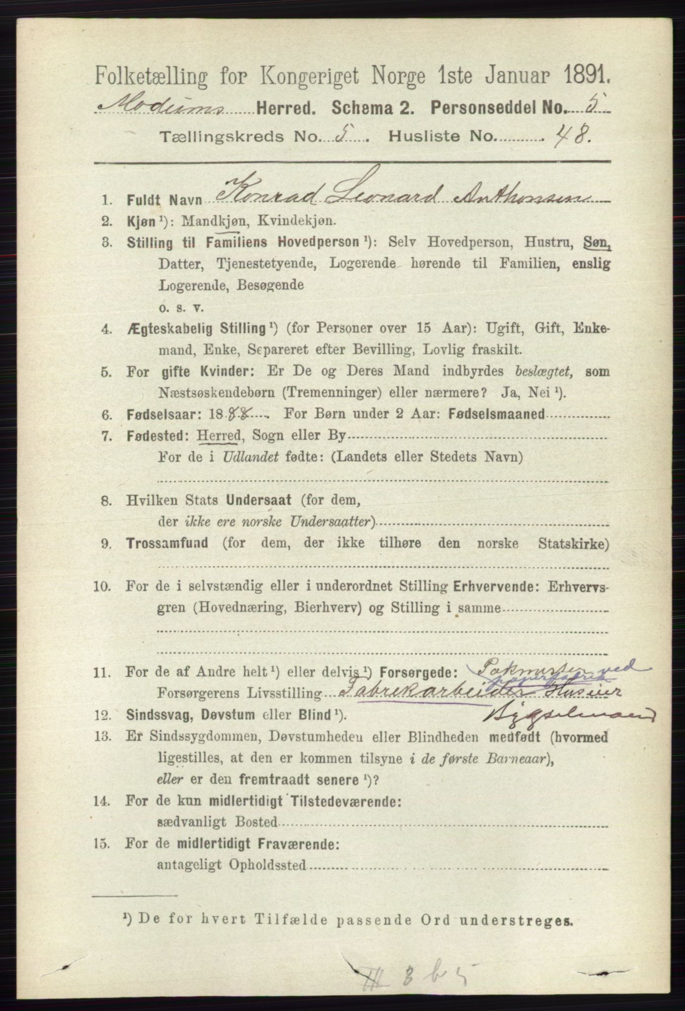 RA, 1891 census for 0623 Modum, 1891, p. 1771