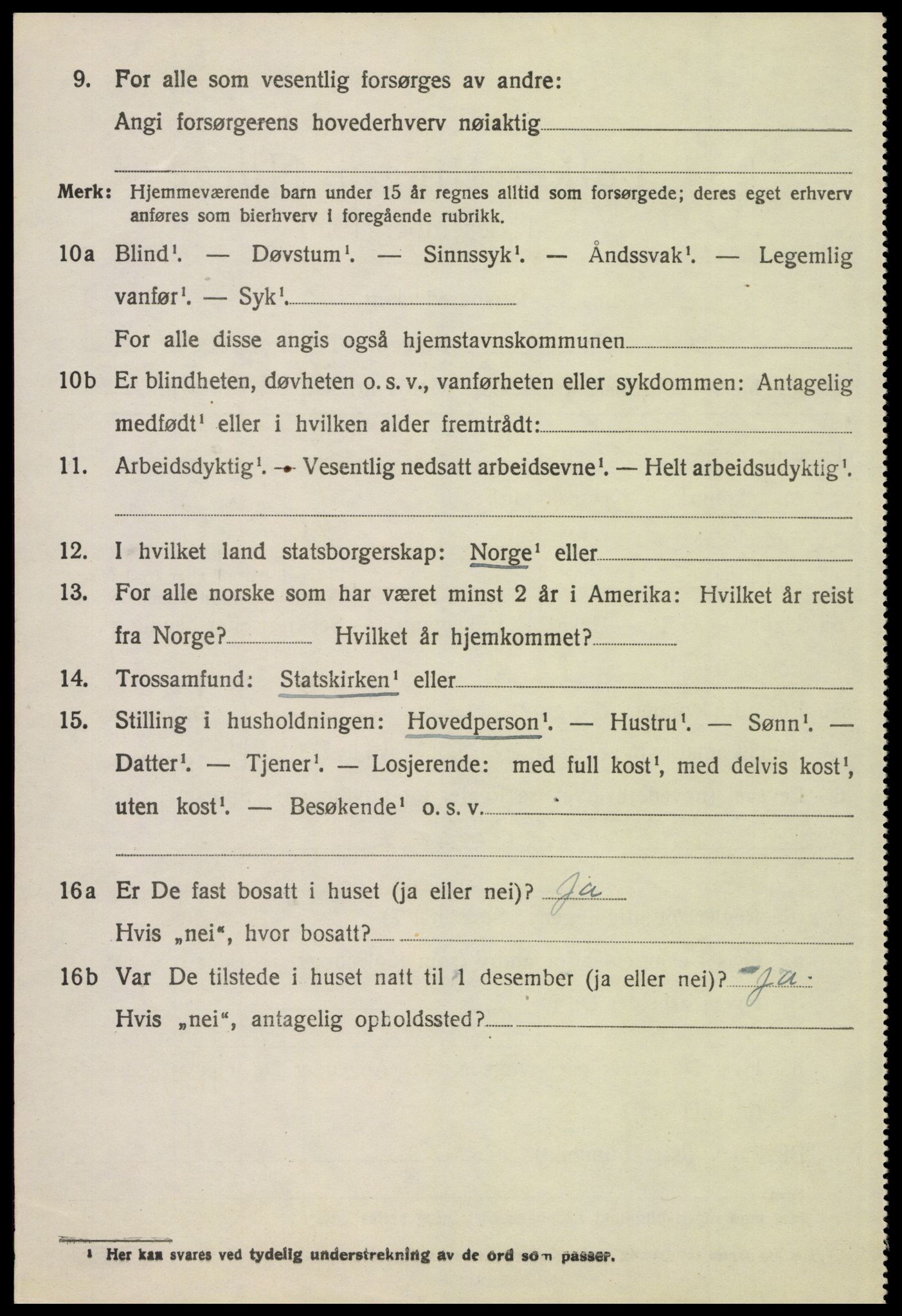 SAH, 1920 census for Tynset, 1920, p. 6889