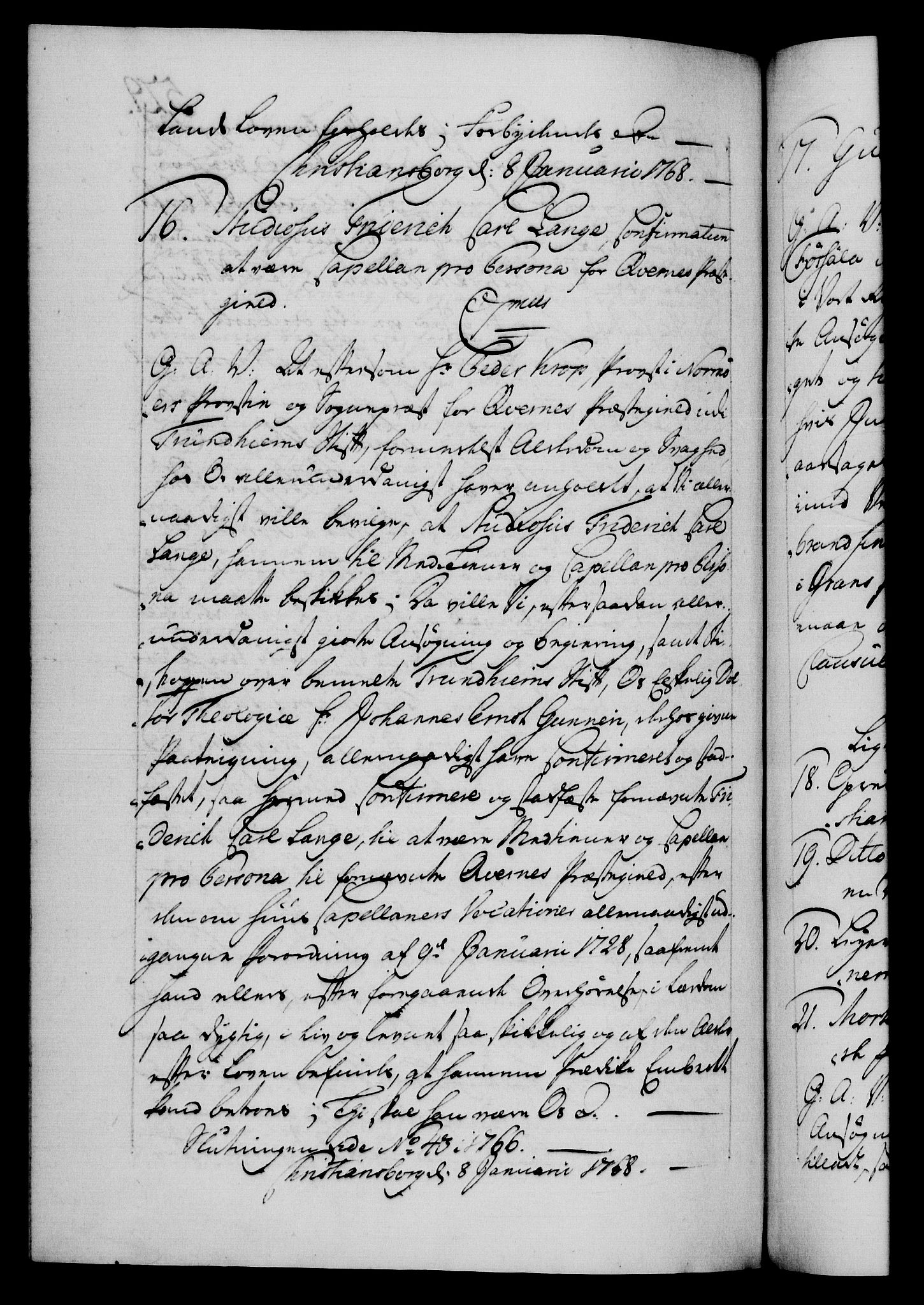 Danske Kanselli 1572-1799, AV/RA-EA-3023/F/Fc/Fca/Fcaa/L0043: Norske registre, 1766-1768, p. 529b