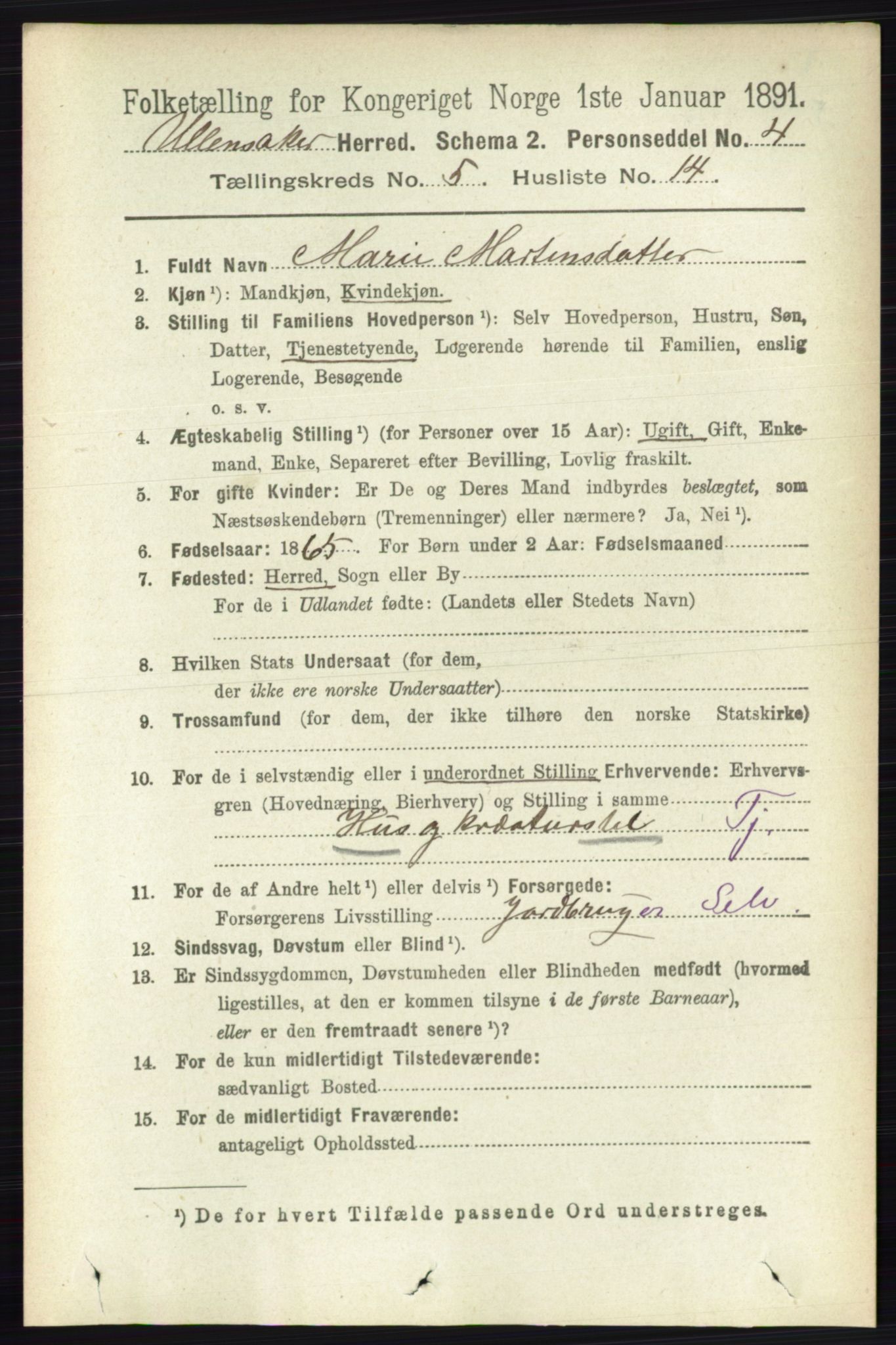 RA, 1891 census for 0235 Ullensaker, 1891, p. 2176