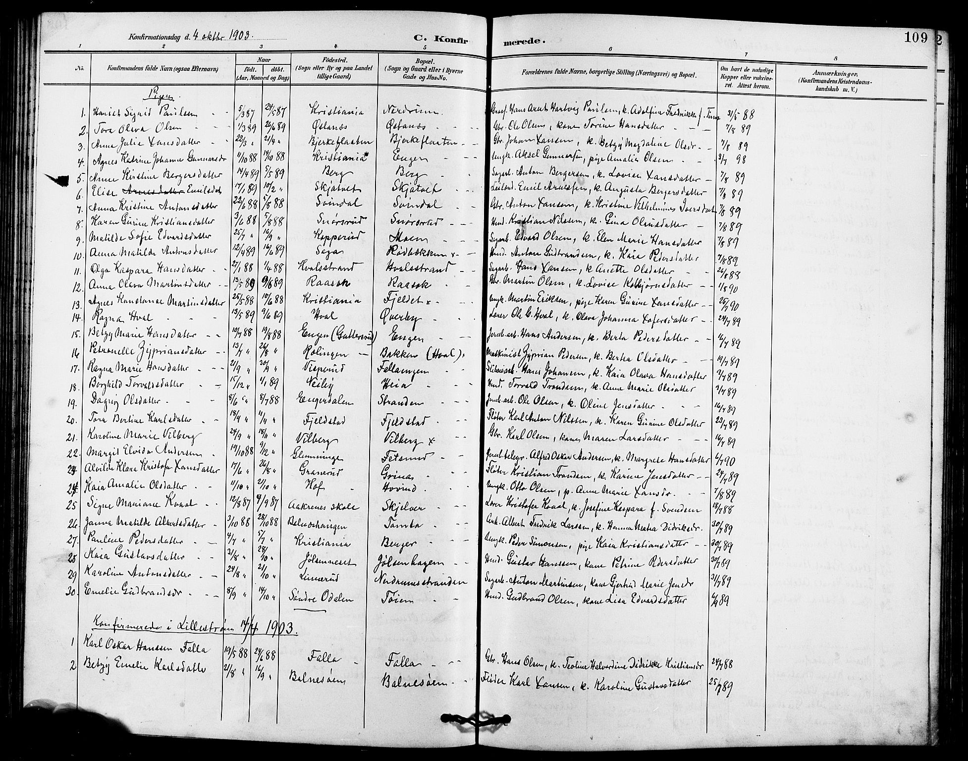 Fet prestekontor Kirkebøker, SAO/A-10370a/G/Ga/L0007: Parish register (copy) no. I 7, 1892-1906, p. 109