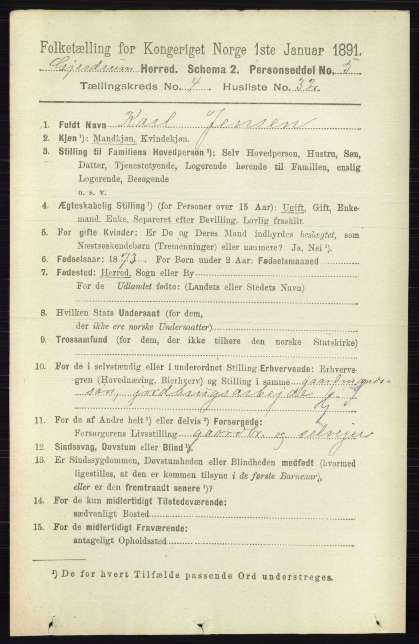 RA, 1891 census for 0234 Gjerdrum, 1891, p. 1986