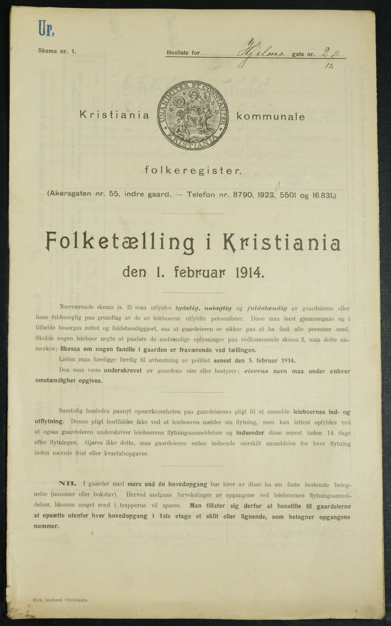 OBA, Municipal Census 1914 for Kristiania, 1914, p. 40194