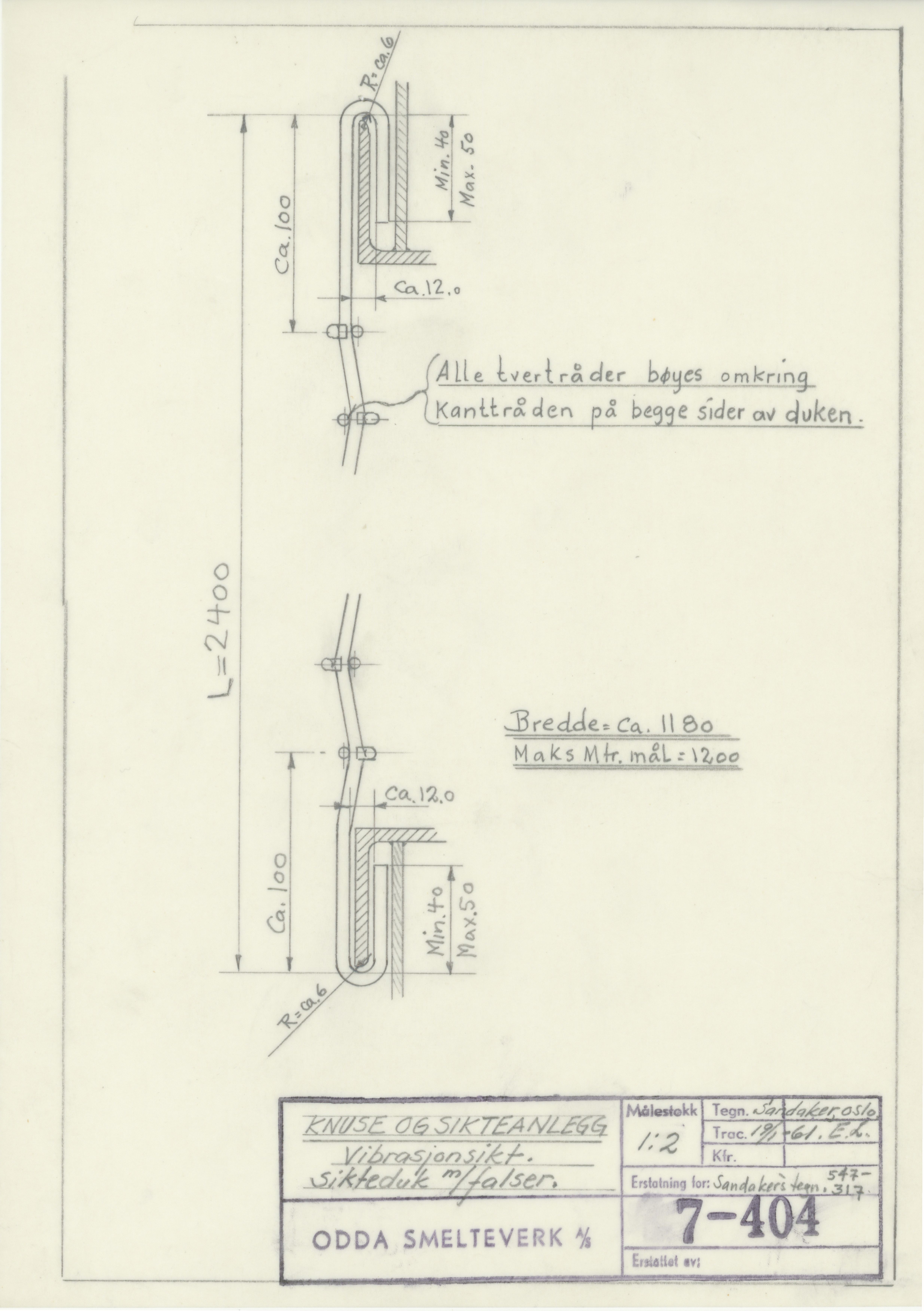 Odda smelteverk AS, KRAM/A-0157.1/T/Td/L0007: Gruppe 7. Knuse- og sikteanlegg - råmaterialer, 1944-1996