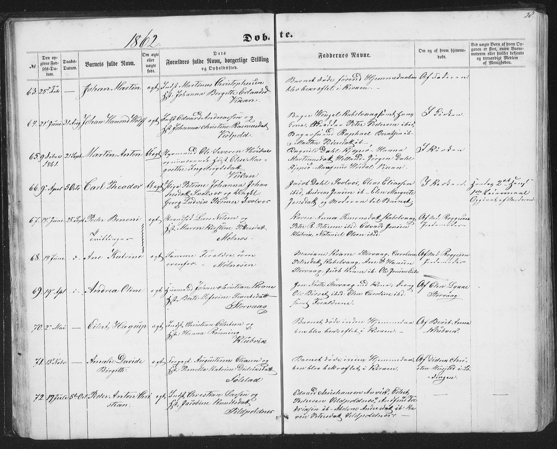 Ministerialprotokoller, klokkerbøker og fødselsregistre - Nordland, AV/SAT-A-1459/874/L1073: Parish register (copy) no. 874C02, 1860-1870, p. 28