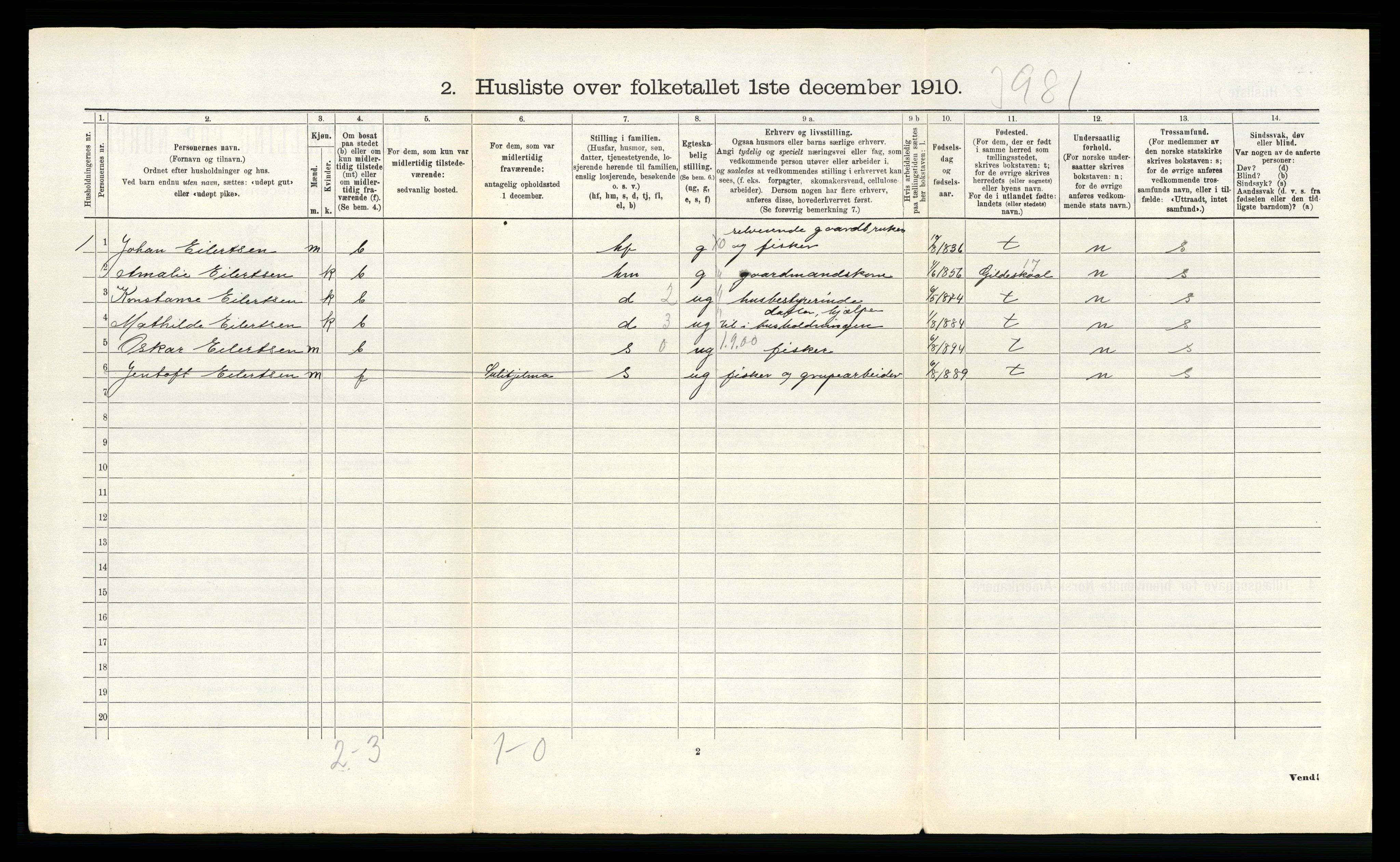 RA, 1910 census for Bodin, 1910, p. 1564