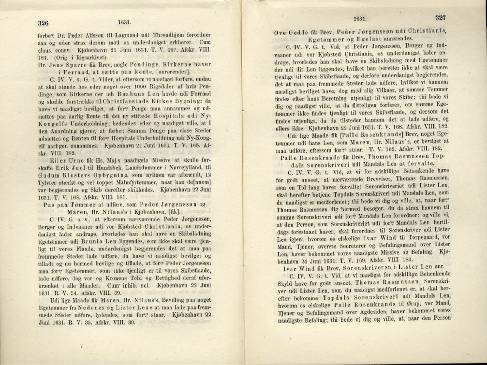 Publikasjoner utgitt av Det Norske Historiske Kildeskriftfond, PUBL/-/-/-: Norske Rigs-Registranter, bind 6, 1628-1634, p. 326-327