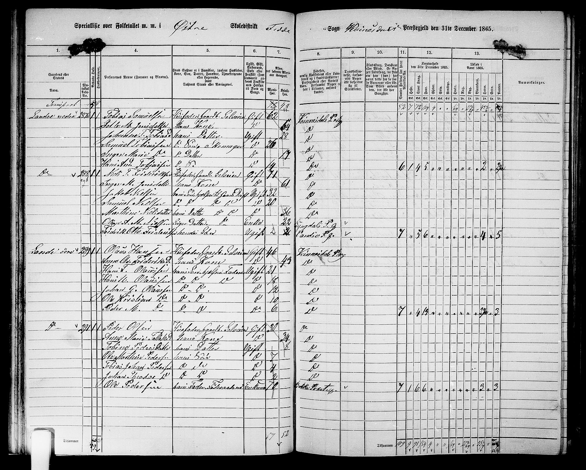 RA, 1865 census for Kvinesdal, 1865, p. 73