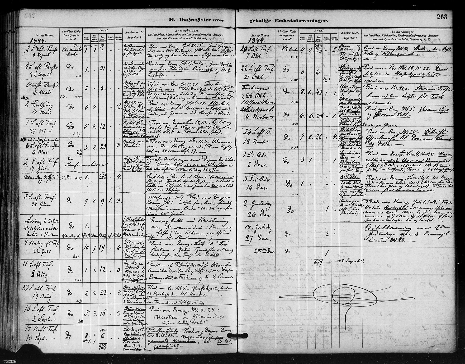 Ministerialprotokoller, klokkerbøker og fødselsregistre - Nordland, AV/SAT-A-1459/812/L0178: Parish register (official) no. 812A07, 1886-1900, p. 263