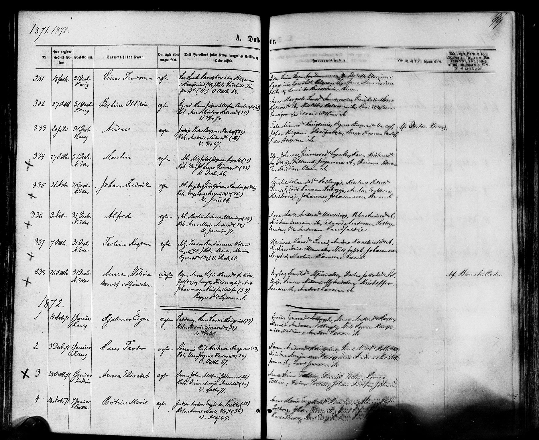 Eiker kirkebøker, AV/SAKO-A-4/F/Fa/L0017: Parish register (official) no. I 17, 1869-1877, p. 99