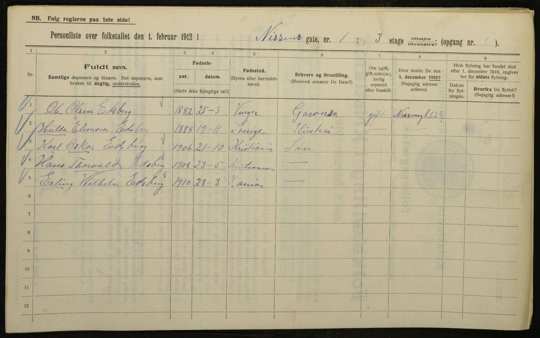 OBA, Municipal Census 1912 for Kristiania, 1912, p. 71715