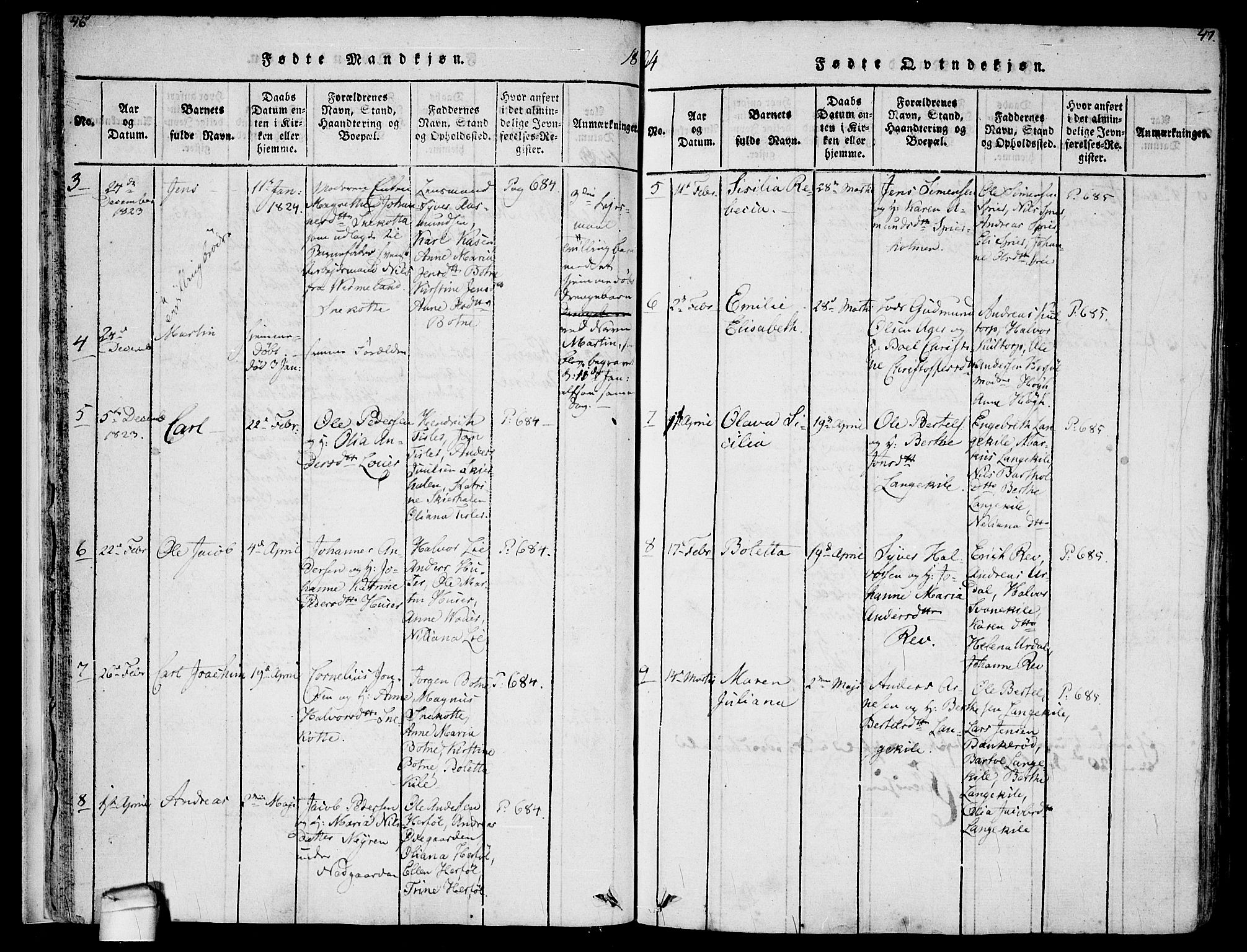 Hvaler prestekontor Kirkebøker, SAO/A-2001/F/Fa/L0005: Parish register (official) no. I 5, 1816-1845, p. 46-47
