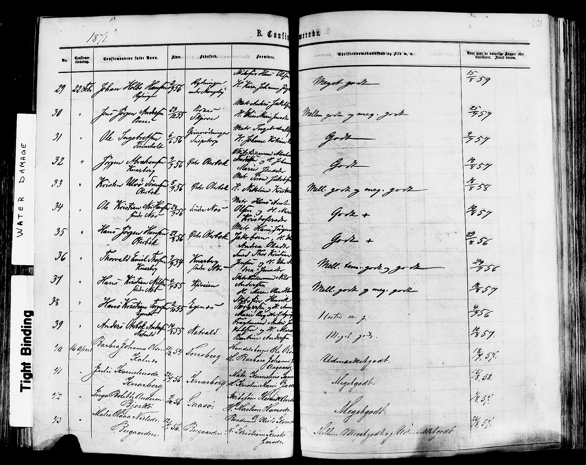 Nøtterøy kirkebøker, SAKO/A-354/F/Fa/L0007: Parish register (official) no. I 7, 1865-1877, p. 223